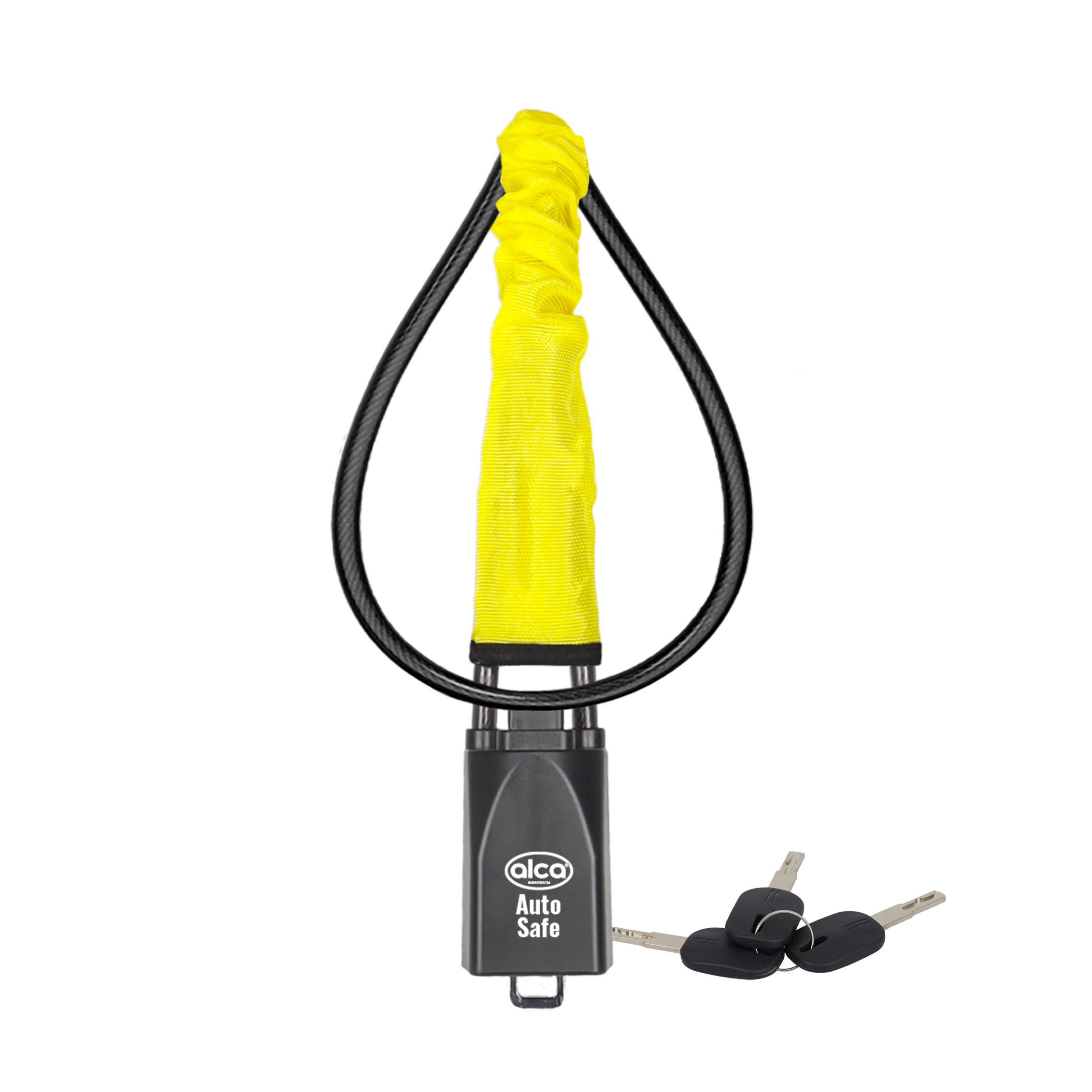alca Wegfahrsperre Gurtschloss Sicherung Lenkrad max. 67 cm verstellbar 3 Schlüssel gelb (1-tlg)