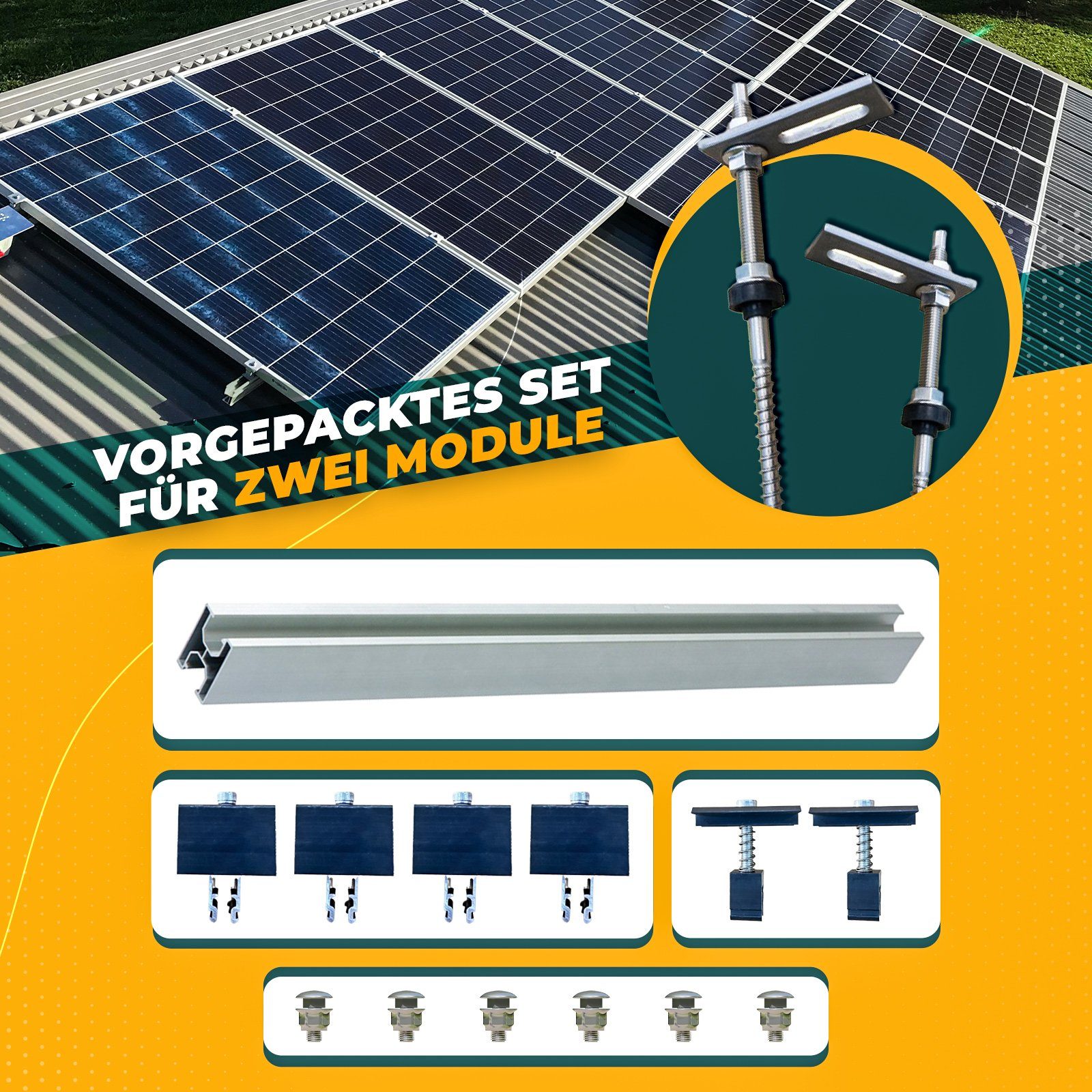 enprovesolar Montage-Kit Solarmodul Stockshrauben Balkonkraftwerk PV Montagesystem Befestigung