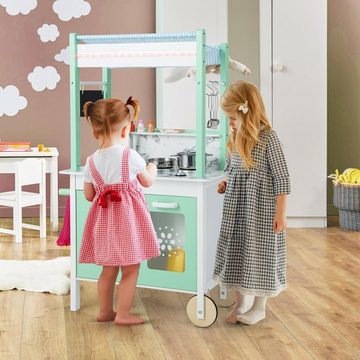 KOMFOTTEU Spielküche 2 in 1 Kinderküche & Kaufladen, für Kinder ab 3 Jahren