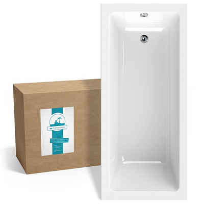 Calmwaters Badewanne Modern Square, (1-tlg), Weiß, 170 x 75 cm, Acryl, ergonomische Körperformbadewanne, 02SL3311