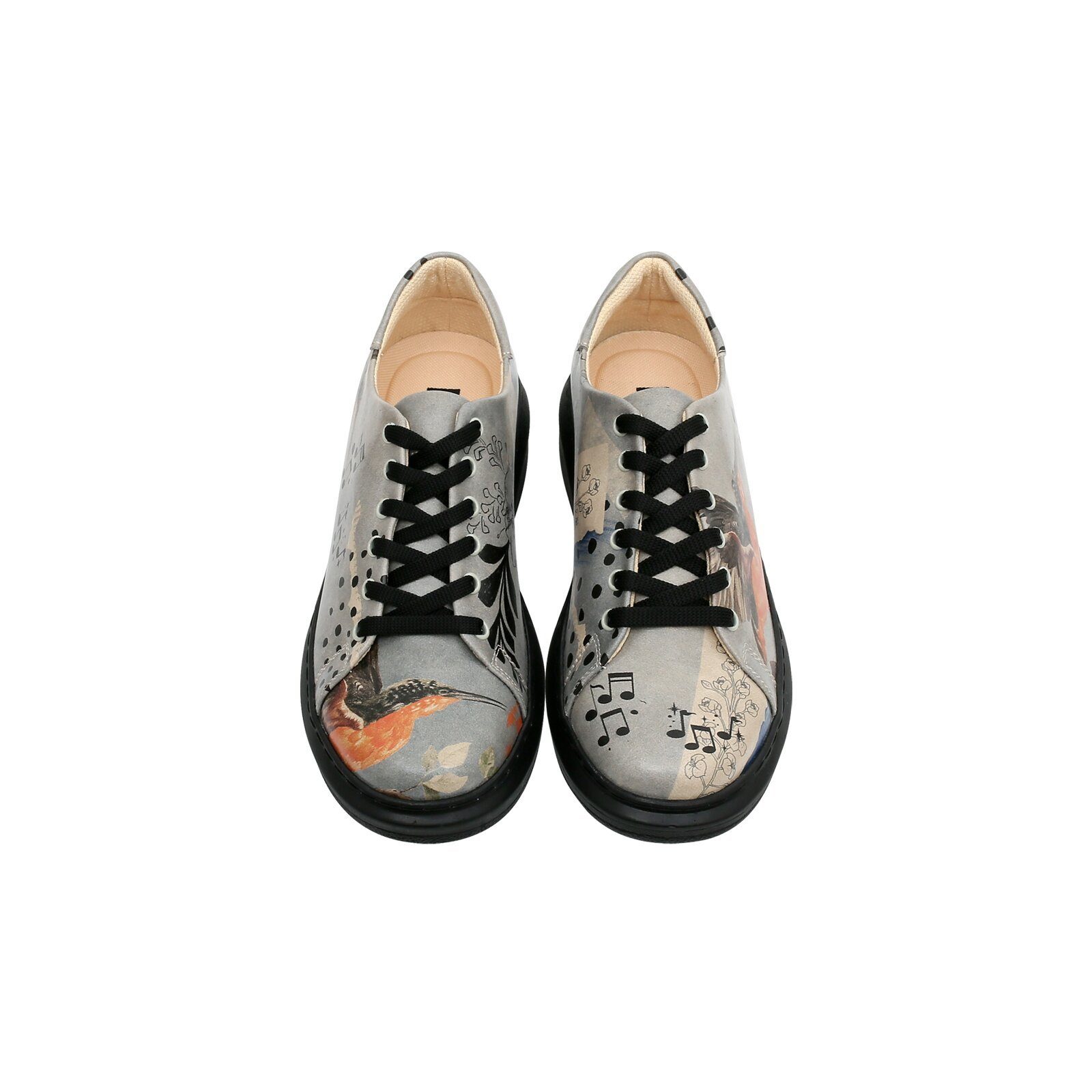 DOGO Myra Low-Top Sneaker Birds Chirping Damen Sneaker Plateausneaker Handgefertigt