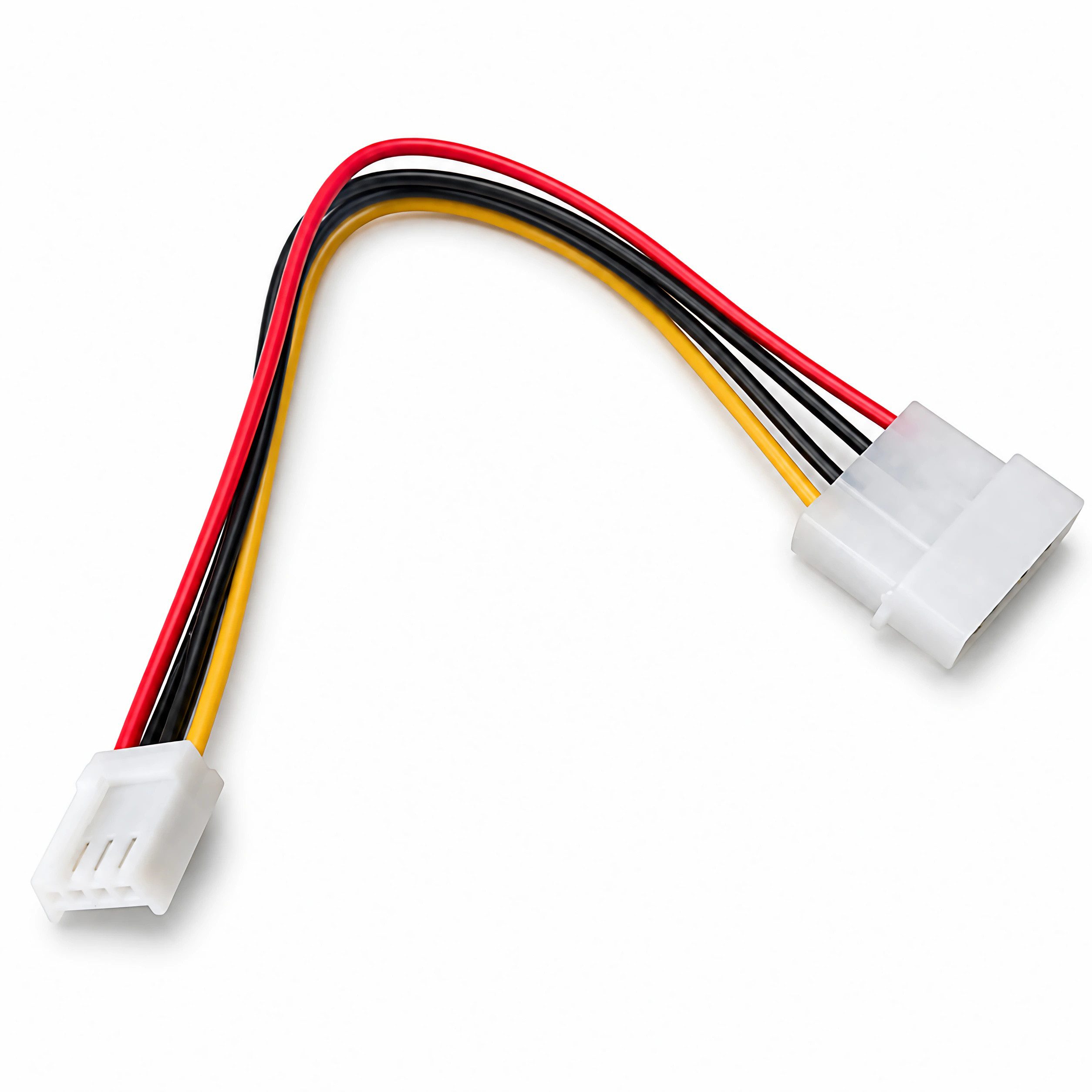 Bolwins Q02 FDD Stromadapter Molex 4-Pin auf Floppy 4-Pin Adapter 20 cm für PC Computer-Kabel, 4-Pin Molex Stecker (5,25), männlich, 4-Pin Floppy Strom Buchse, weiblich (20 cm), 20 cm Adapterkabel, Plug & Play, für Retro-PCs und Floppy-Laufwerke