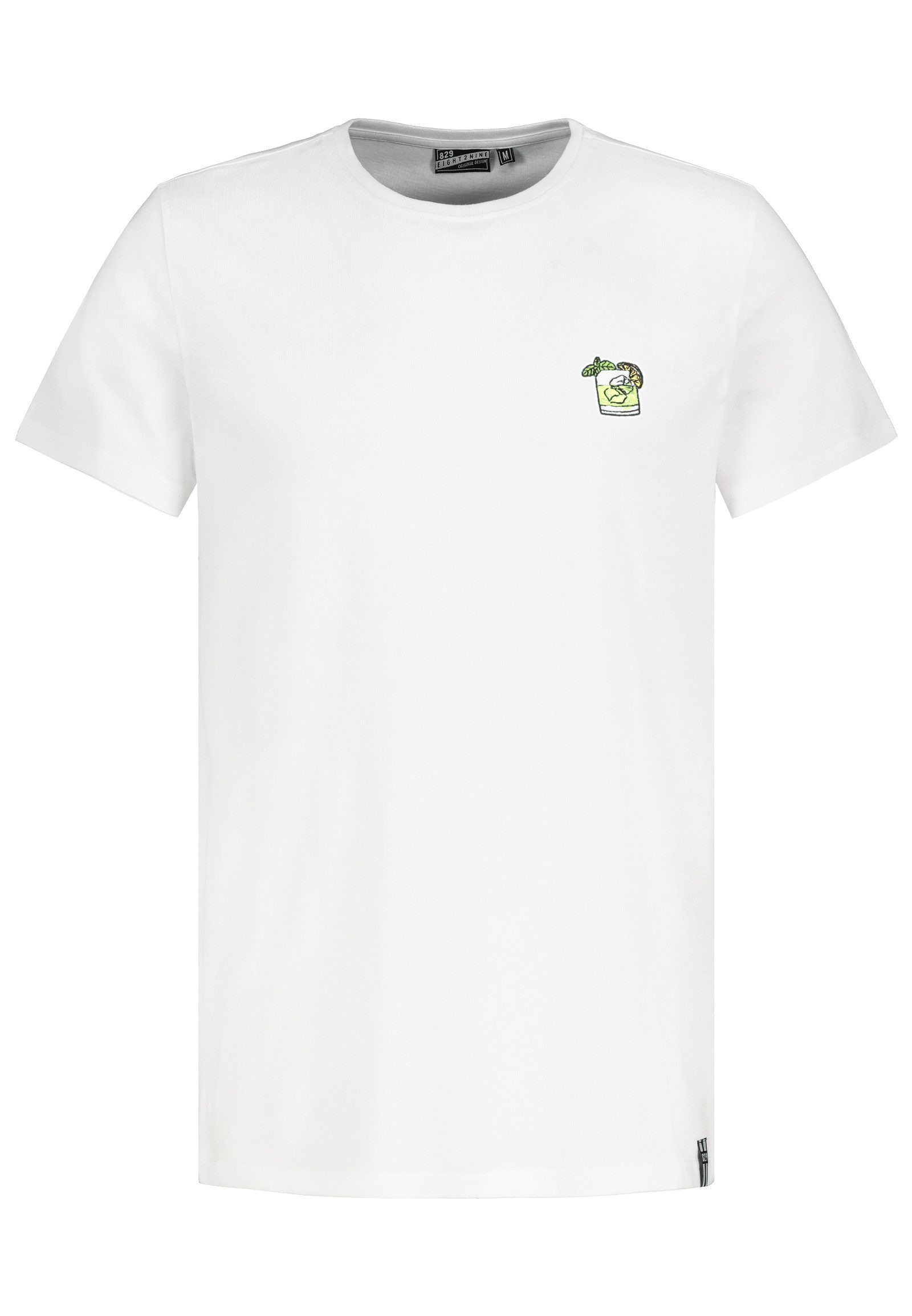 Eight2Nine T-Shirt Patch Jersey Regular Fit für Herren (1-tlg) Baumwolle Normal Fit Rundhals Kurzarm Einfarbig atmungsaktiv