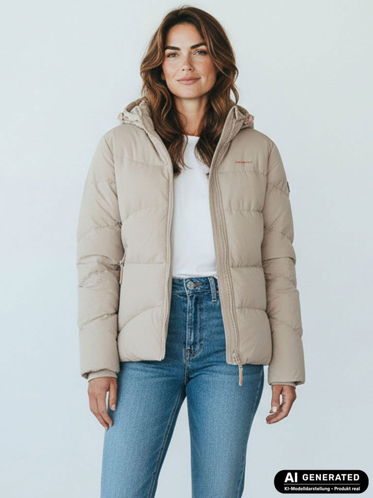Coastguard Steppjacke 50937 Damen Jacke unifarben mit Kapuze - Gesteppt mit Reißverschluss