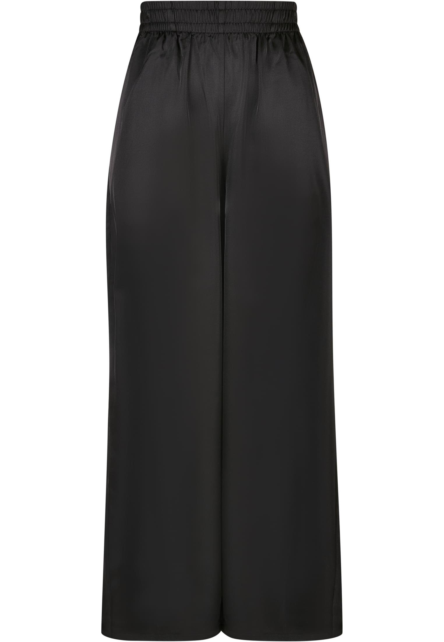 URBAN CLASSICS Stoffhose Damen black Satin Pants (1-tlg) Ladies Wide Leg