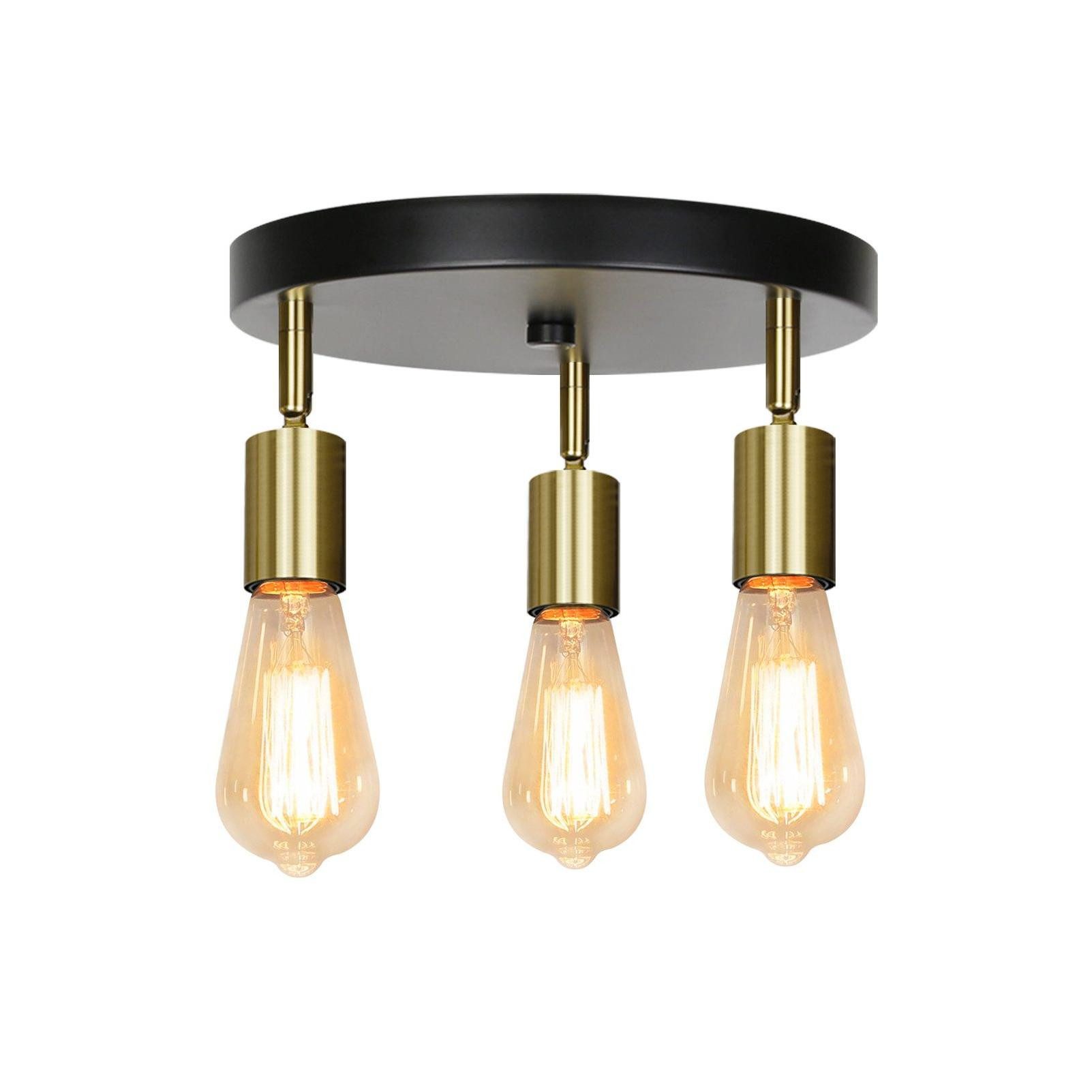 Nettlife Deckenleuchte Gold 3 Flammig Vintage Deckenlampe E27 Schwarz Hänge günstig online kaufen