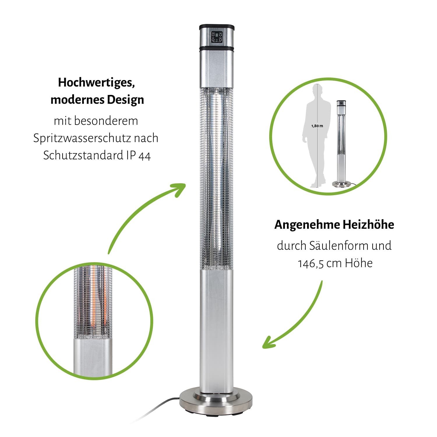 empasa Heizstrahler "TOWER UP", 2000 W, Infrarot Heizstrahler inkl. Fernbedienung
