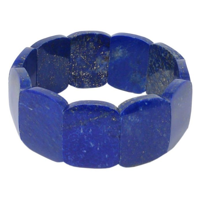 Schmuck Krone Armband Armband aus Edelstein Lapis-Lazuli 25mm breit Naturstein blau glatt dehnbar Ø6cm AN11032