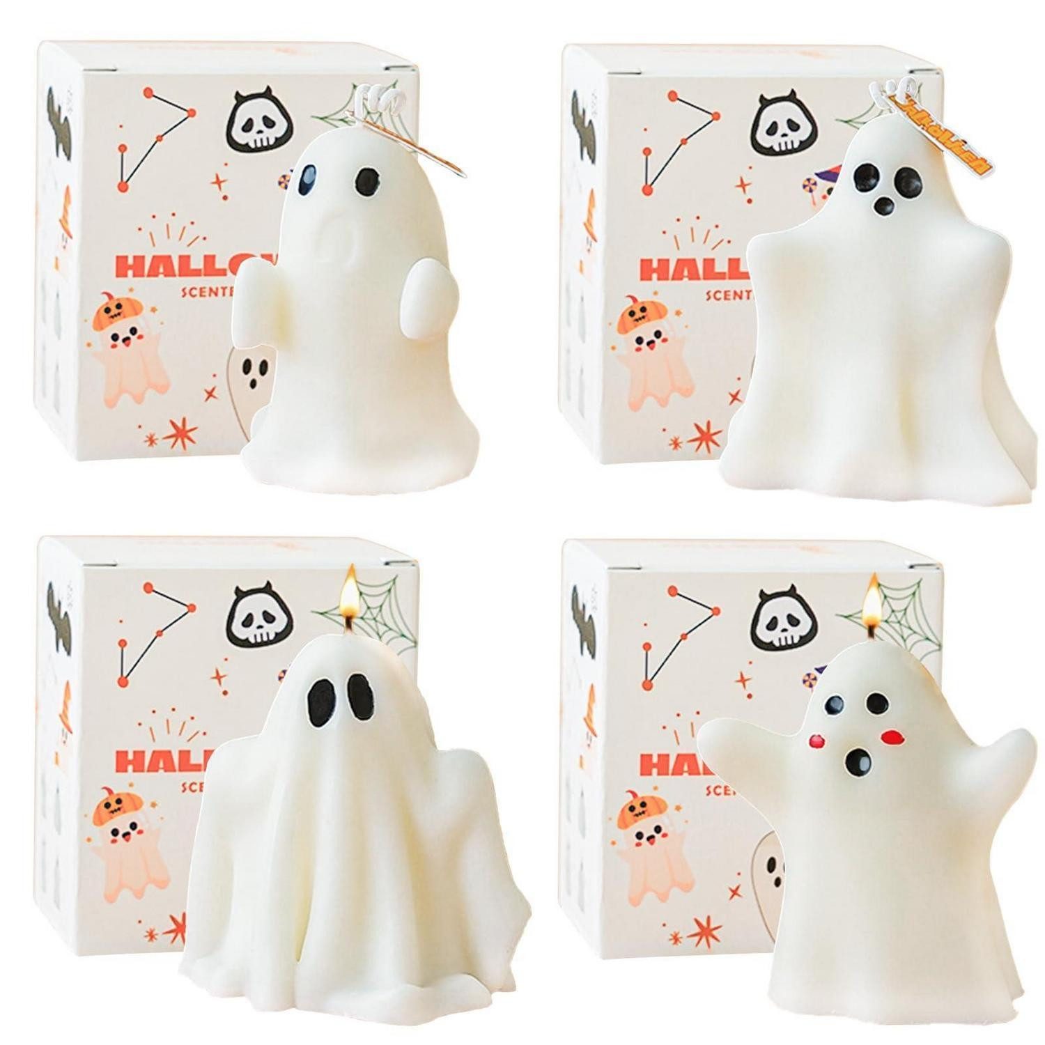 LuxusKollektion Duftkerze Halloween Kerzen Gespenst 4er Set Sojawachs Duftkerze
