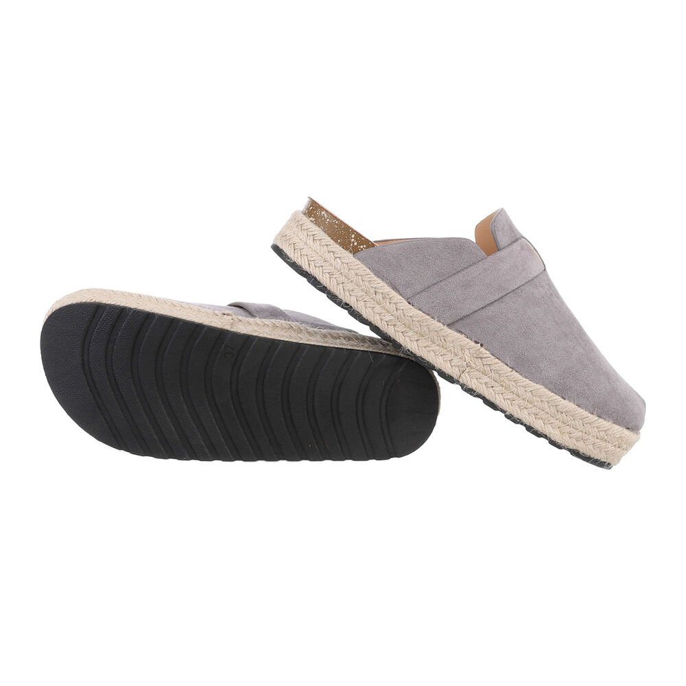 Ital-Design Damen Mules Freizeit Pantolette Flach Pantoletten in Grau günstig online kaufen