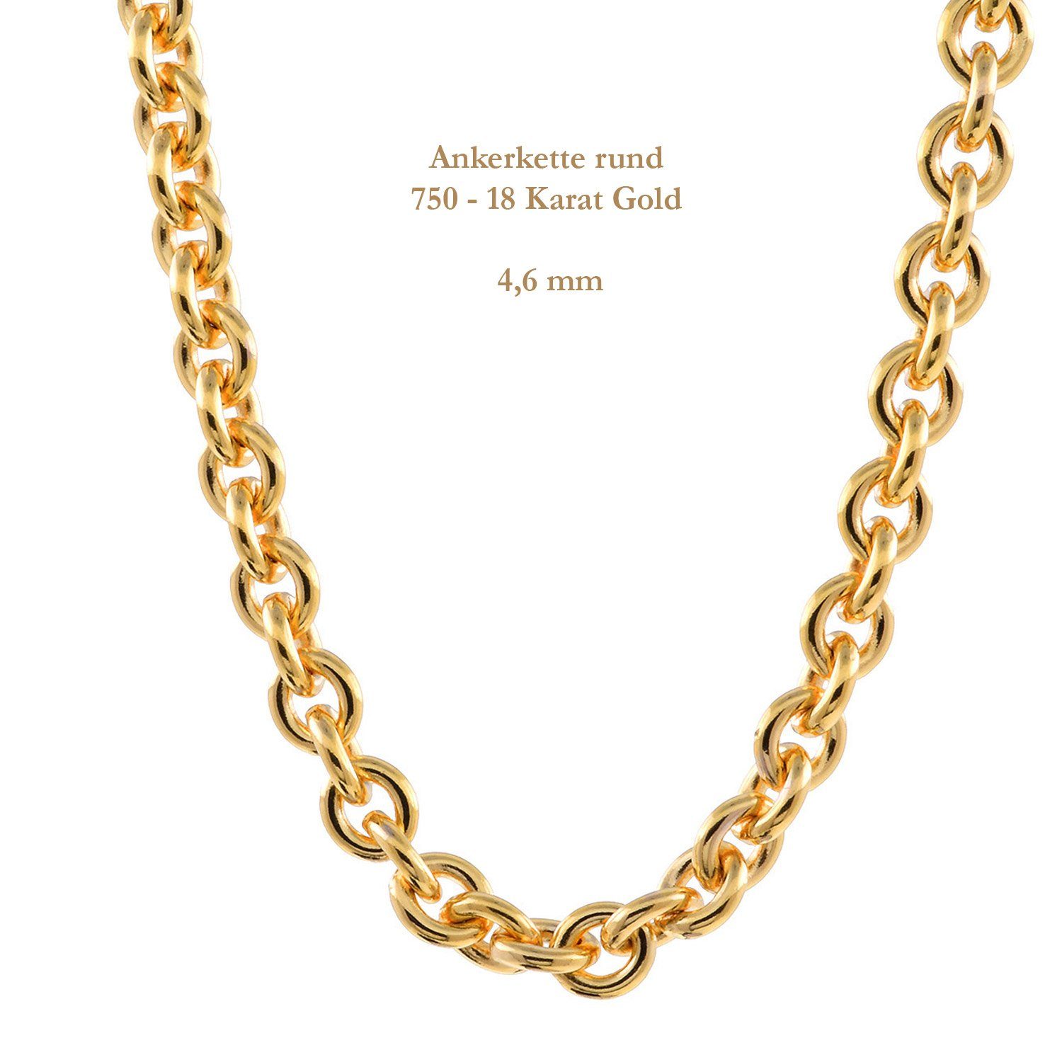 HOPLO Goldkette »Ankerkette 750 - 18 Karat Gold 4,6 mm Kettenlänge 50 cm«  (inkl. Schmuckbox), Made in Germany online kaufen | OTTO