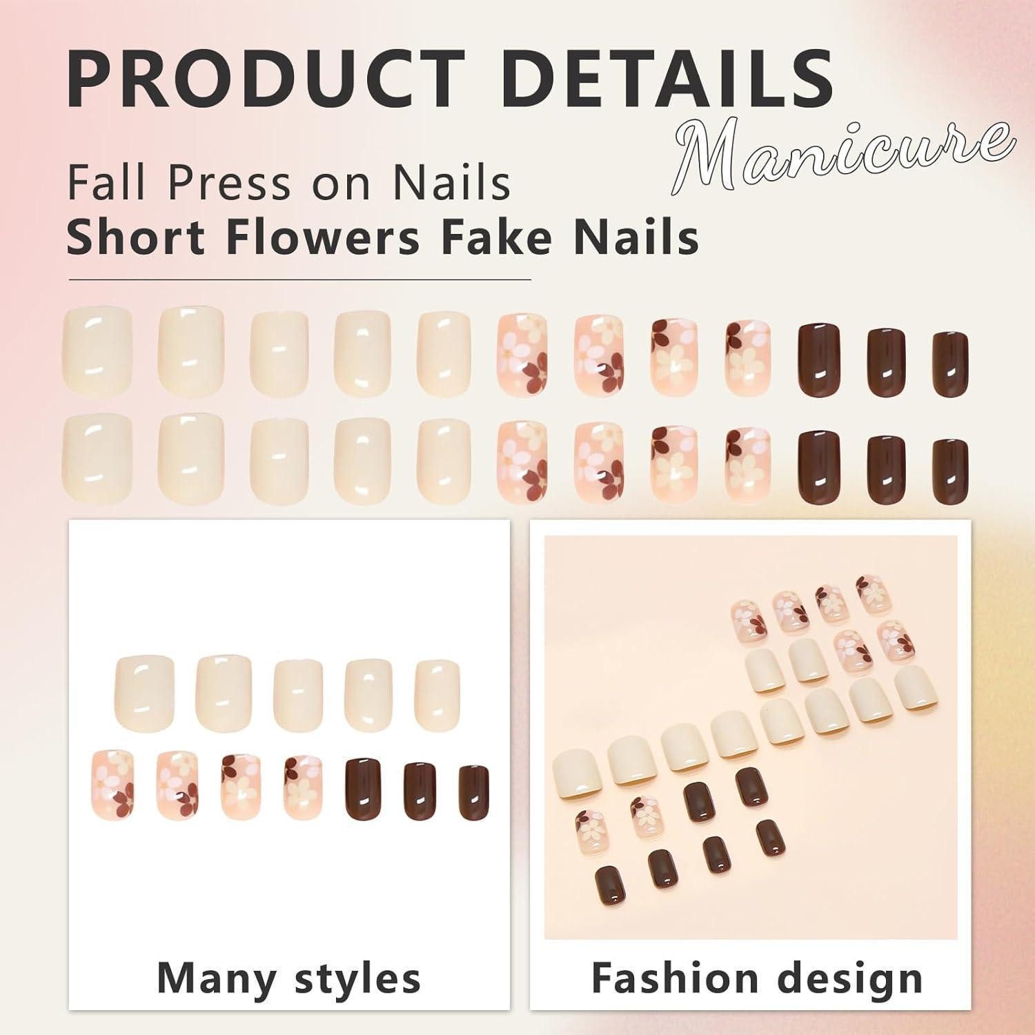 LuxusKollektion Kunstfingernägel Künstliche Nägel mit Blumen in Rosa, 24 Stück, Aufkleben, Mini Feile