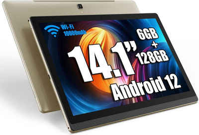 azamp erstklassige Leistung Qualität Tablet (14.1", 128 GB, android 12, 2,4G+5G, 10000mAh Akku HD Großes Display, 5MP+13MP camera, Doppelter Ladeoption)