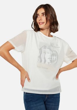 Mavi 2-in-1-Shirt Girl Talk Limited edition 2 lagig innen Print Motiv außen durchsichtigem Mesh