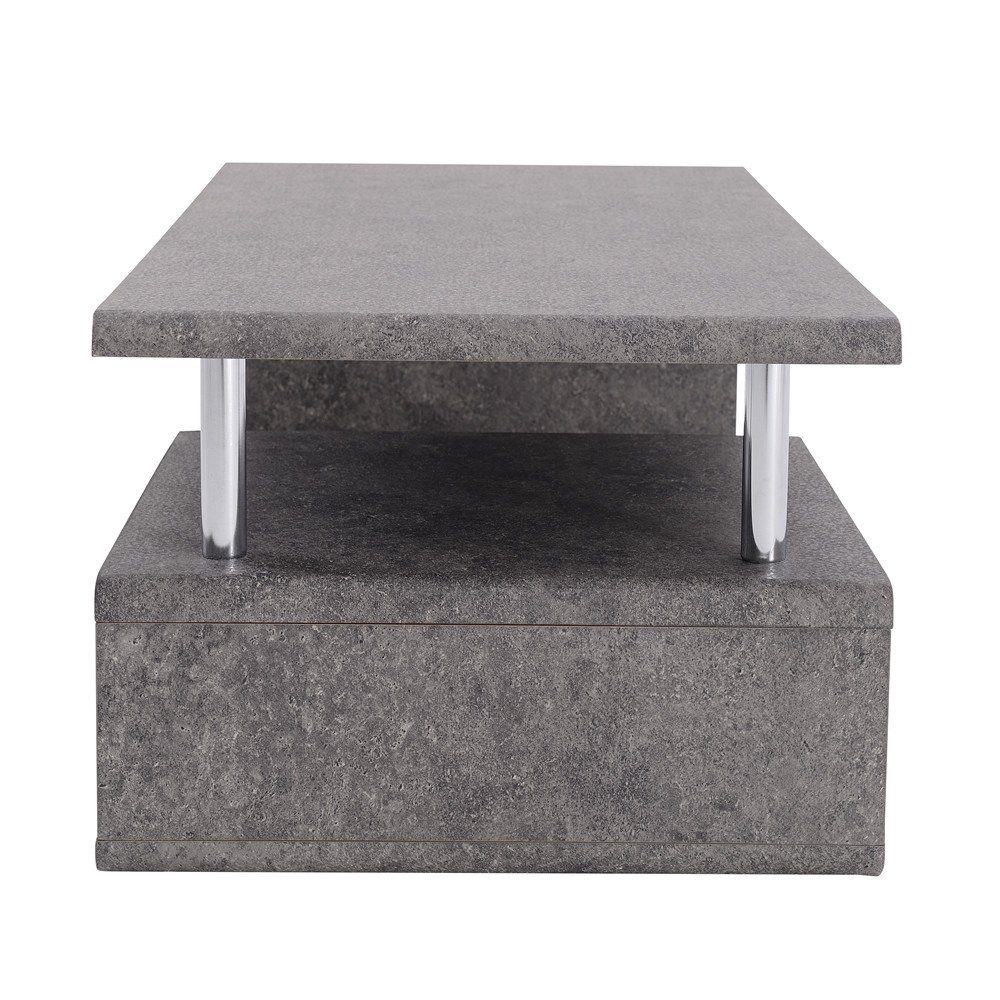 Couchtisch (1-St), Beistelltisch Wohnzimmertisch mit LED-Beleuchtung und Ablagefach, 110x55x40 cm