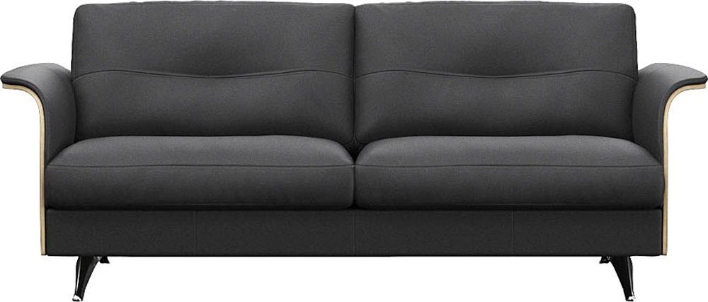 FLEXLUX 2,5-Sitzer Glow Sofa, Couch, Premium-Sitz: Kaltschaum & Federkern, Arml. Walnuss, Fuß Alu