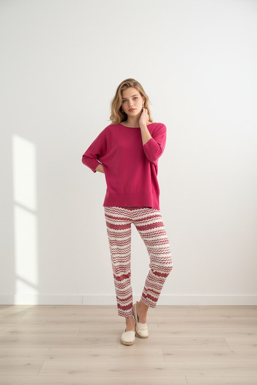 Zuckerwatte Rundhalspullover weit geschnitten aus Merinowolle mit Cashmere