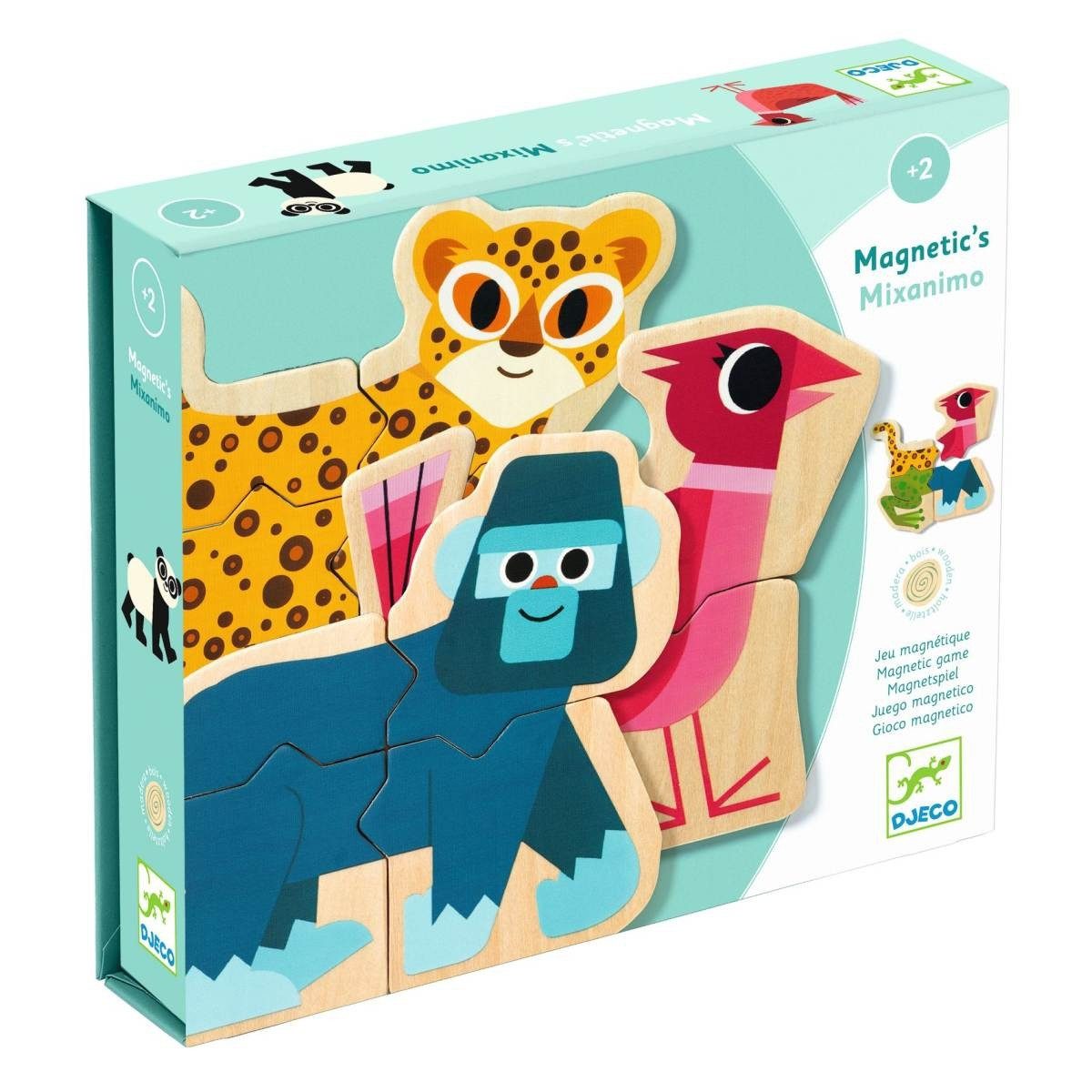 DJECO Lernspielzeug Holz Magnete Mixanimo Magnetspiel für Kinder mit Lernwert und Fantasie, Magnetspiel