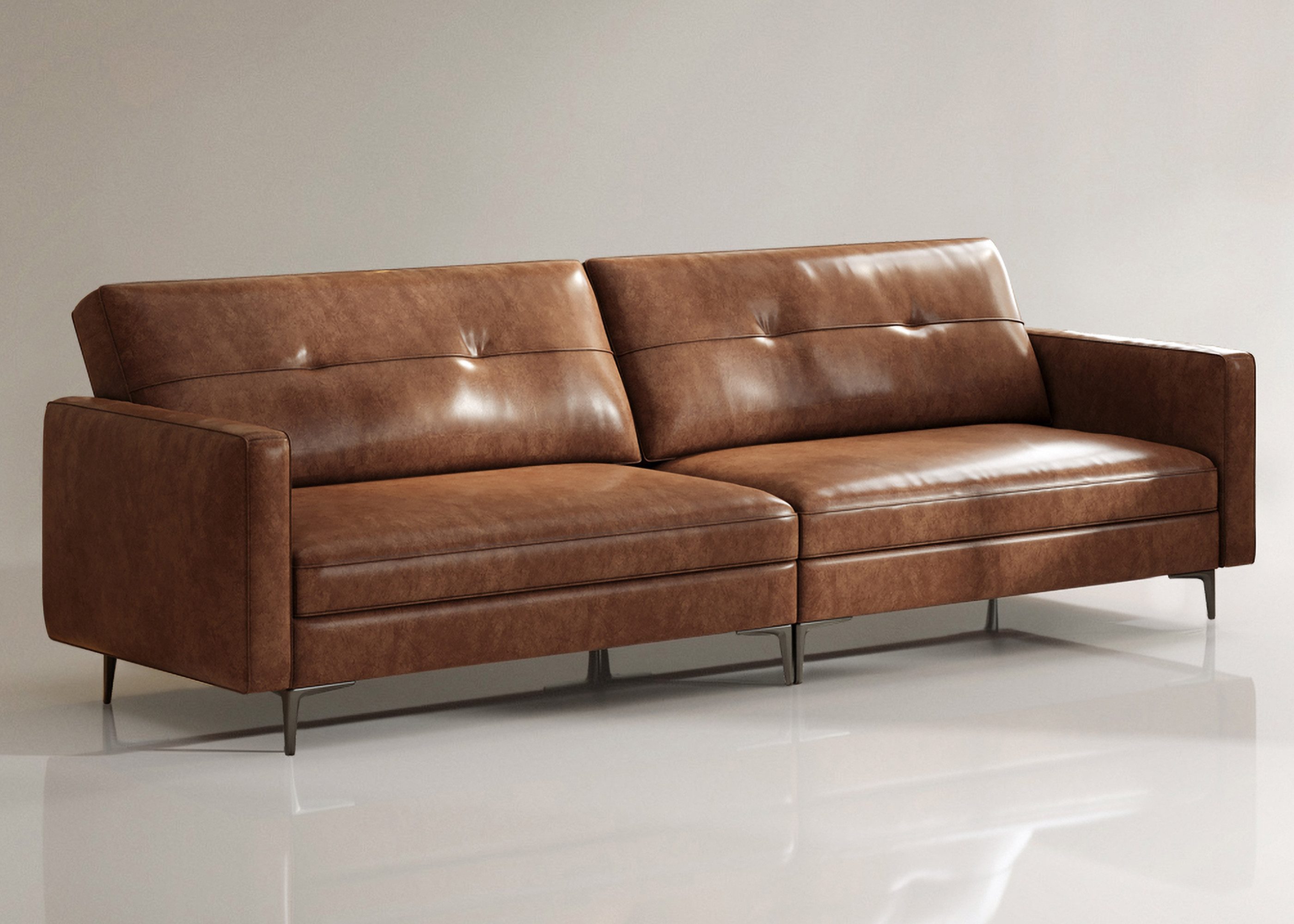 oleyluckidea Big-Sofa 3-Sitzer Sofa in Vintage-Lederoptik mit Metallfüßen, Braun, Set