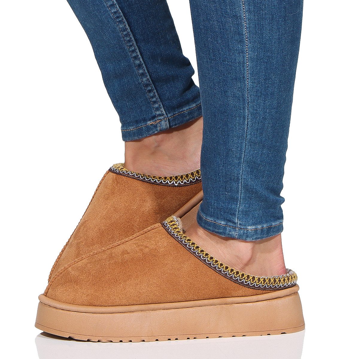 Damen Hausschuhe 860 42-43 Camel Hausschuh