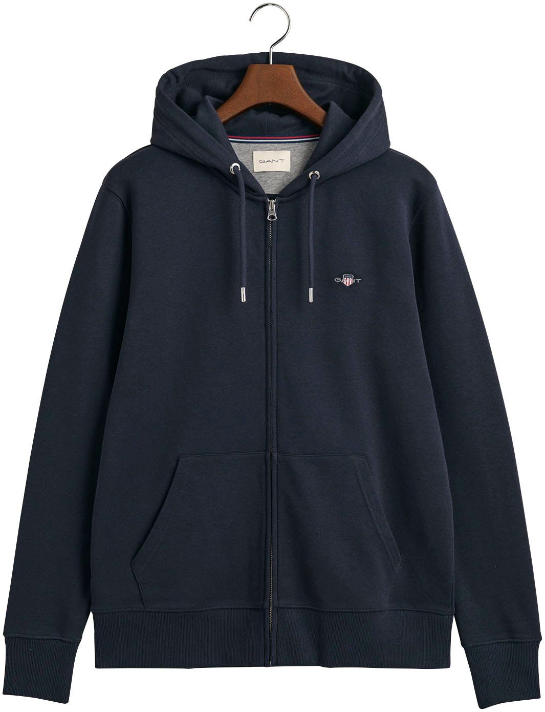 blue ZIP Hoodie REG HOODIE der Gant mit Logostickerei FULL auf Brust evening SHIELD