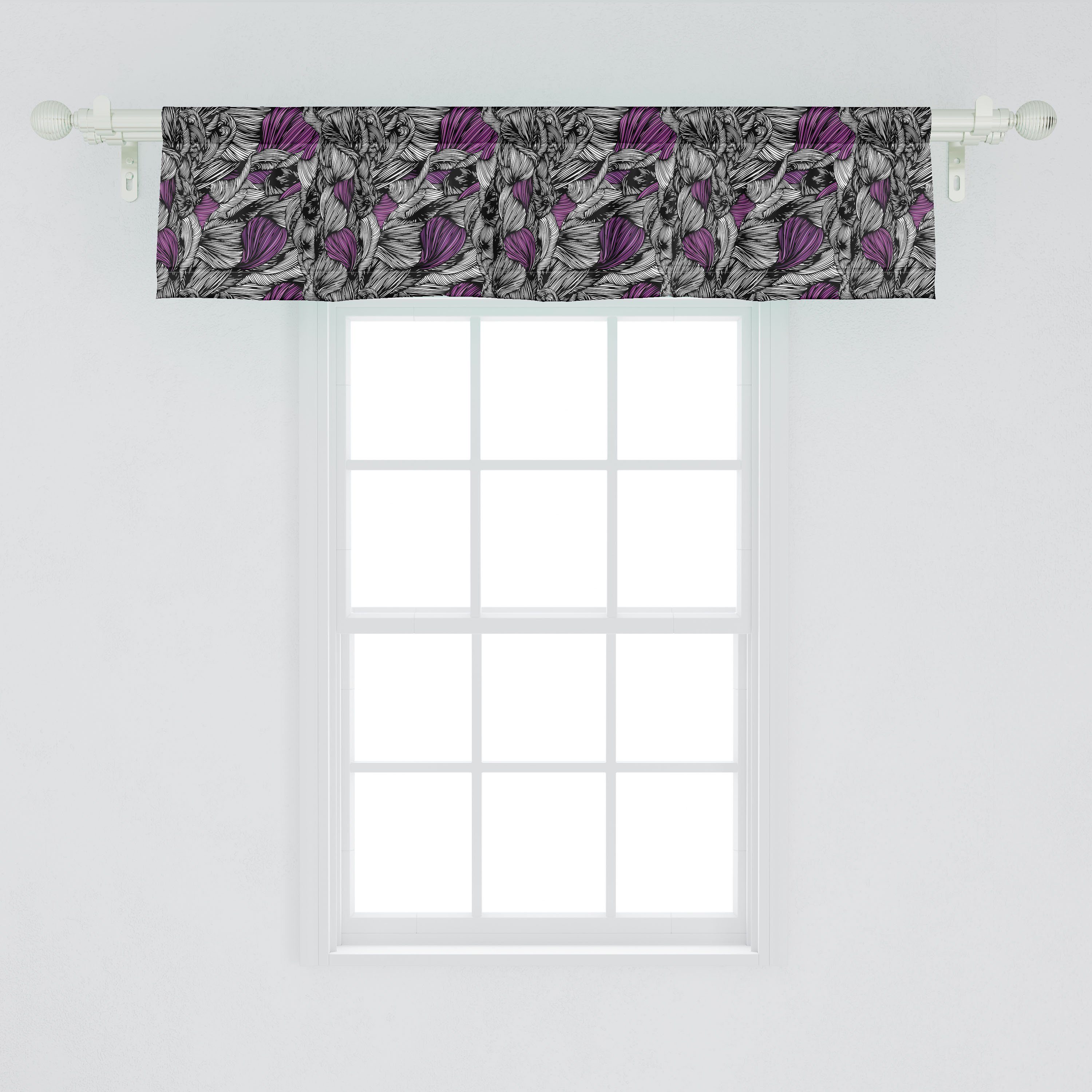 Scheibengardine Vorhang Volant für Dekor Küche Schlafzimmer Trübe Vintage Grunge Abakuhaus, Microfaser, Linien mit Stangentasche, gewellte