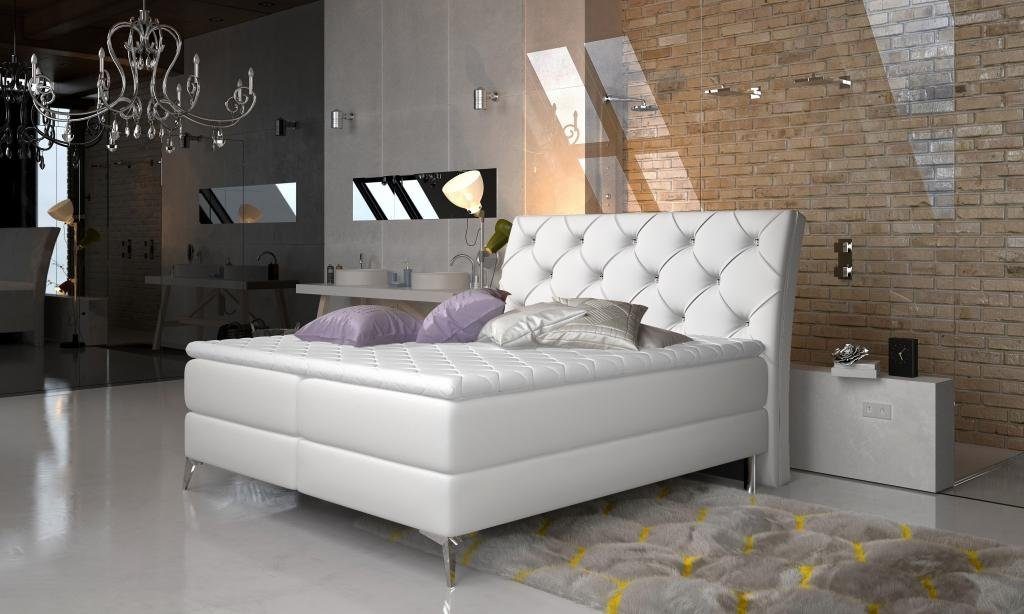 JVmoebel Bett Bett Textil Polster Doppel Design Barock Modern Stil Weiß