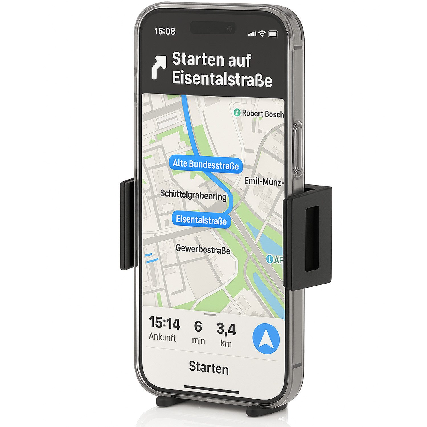 Wicked Chili Smartphone-Halterung Klemmbacken Halterung für Handy mit max. 85mm Breite, (1er Set, 1-tlg., Made in Germany, Maxi Gripper Universal Handy Halter mit Klemmbacken)