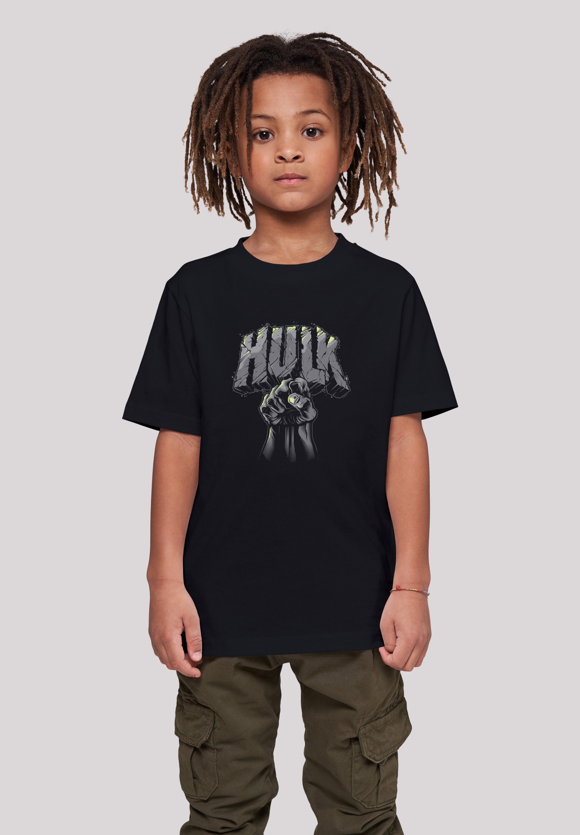 F4NT4STIC T-Shirt T-Shirt 'Marvel Hulk Punch Logo' Unisex Kinder,Premium Merch,Jungen,Mädchen,Logo Print