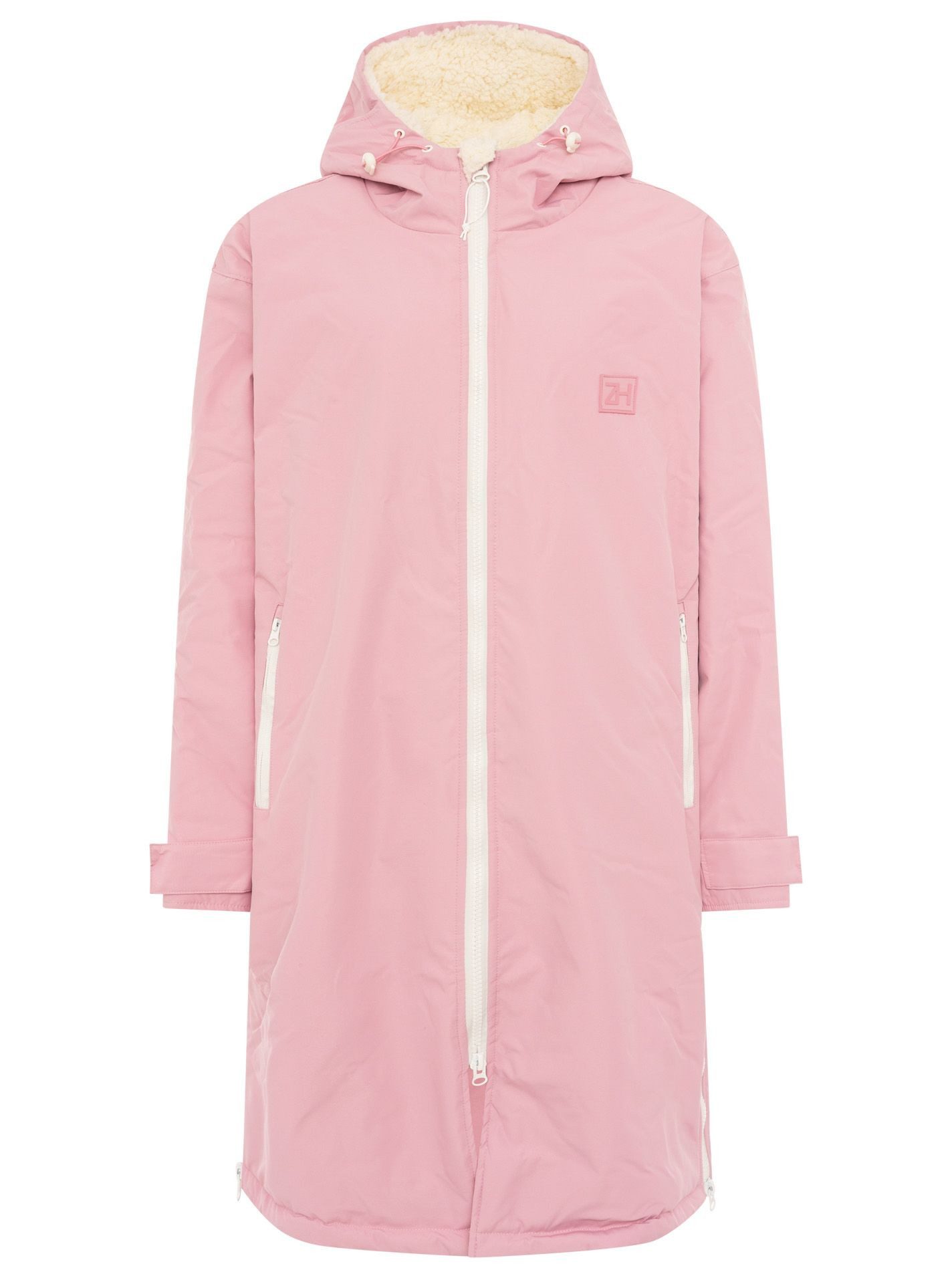 Zwillingsherz Kurzmantel "Oversize Windjacke ZH" seitliche Taschen, Kapuze, Reißverschluss, Teddy Futter