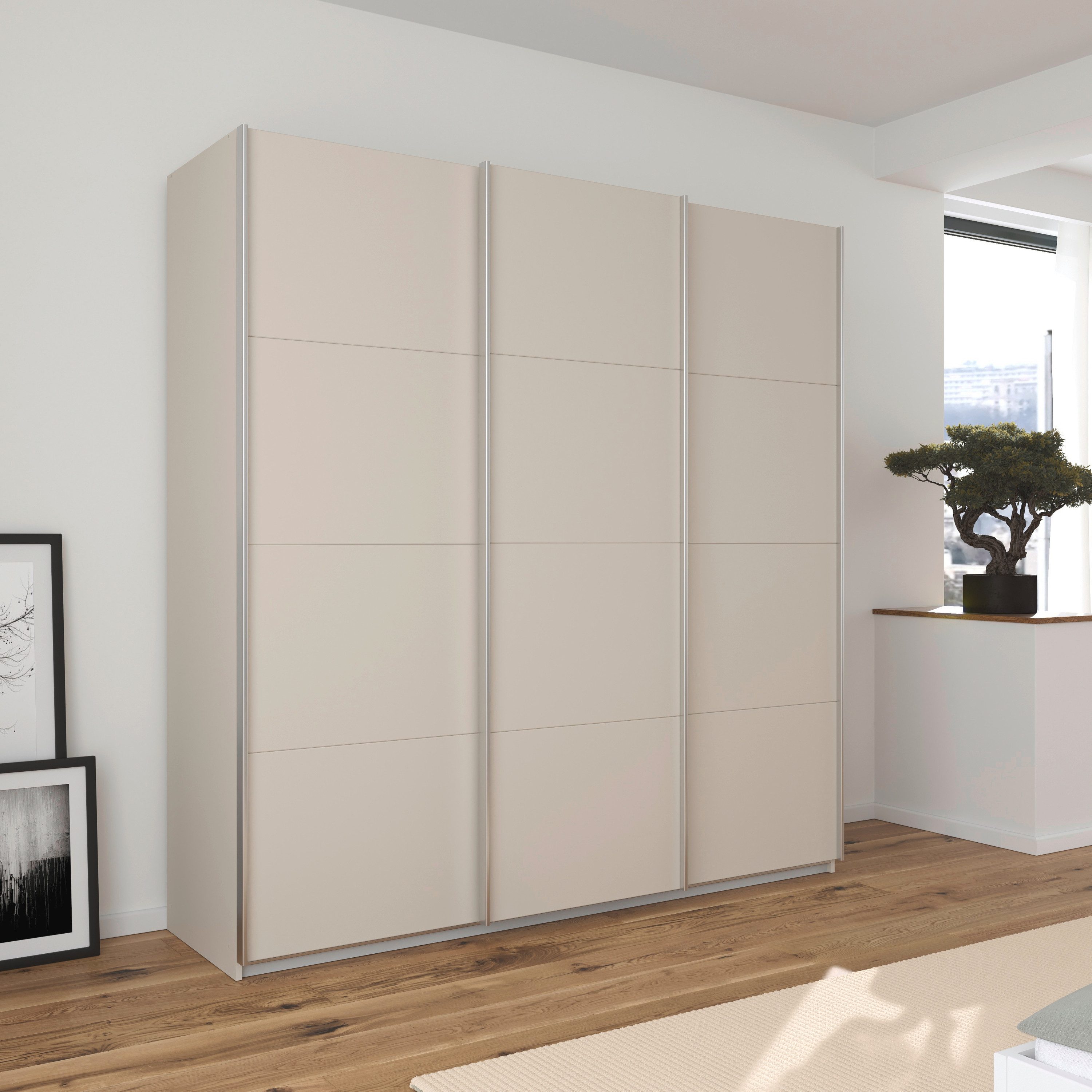 OTTO home Schwebetürenschrank Kleiderschrank Schrank Garderobe AGORDO mit Dekor- oder Hochglanzfront (Breiten 203/271/315/360 cm in drei Griff-Farben - NEU: Farbe SCHWARZ) durchdachte Innenausstattung, in 4 Breiten und 2 Höhen MADE IN GERMANY