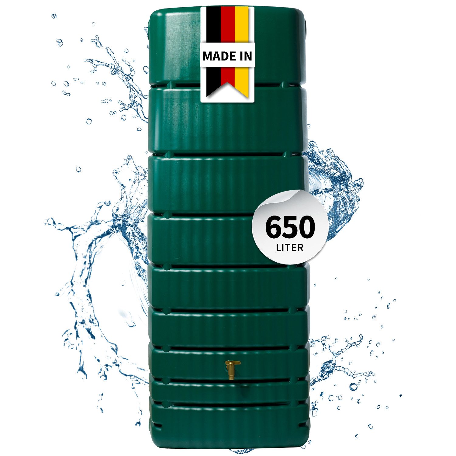 4rain Regentonne SLIM Wandtank 650 Liter dunkelgrün, 650 l