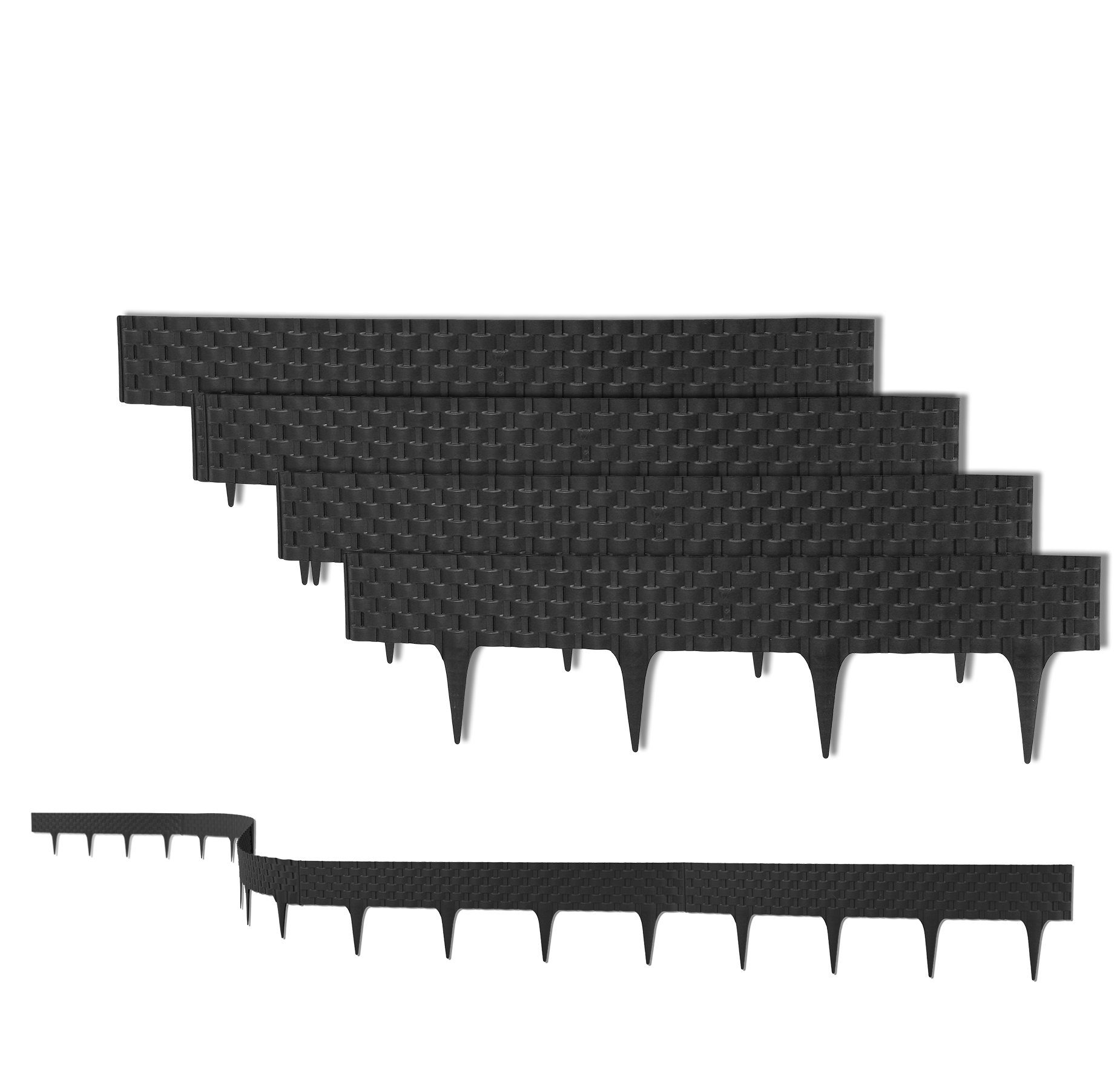 BigDean Rasenkante 3,2m Biegbar Rattan-Design Beeteinfassung, Beetumrandung, Palisaden, LxH: 80x20 cm, -, Nach auswahl, x*0,8 Meter, Flexibel, Fester Halt