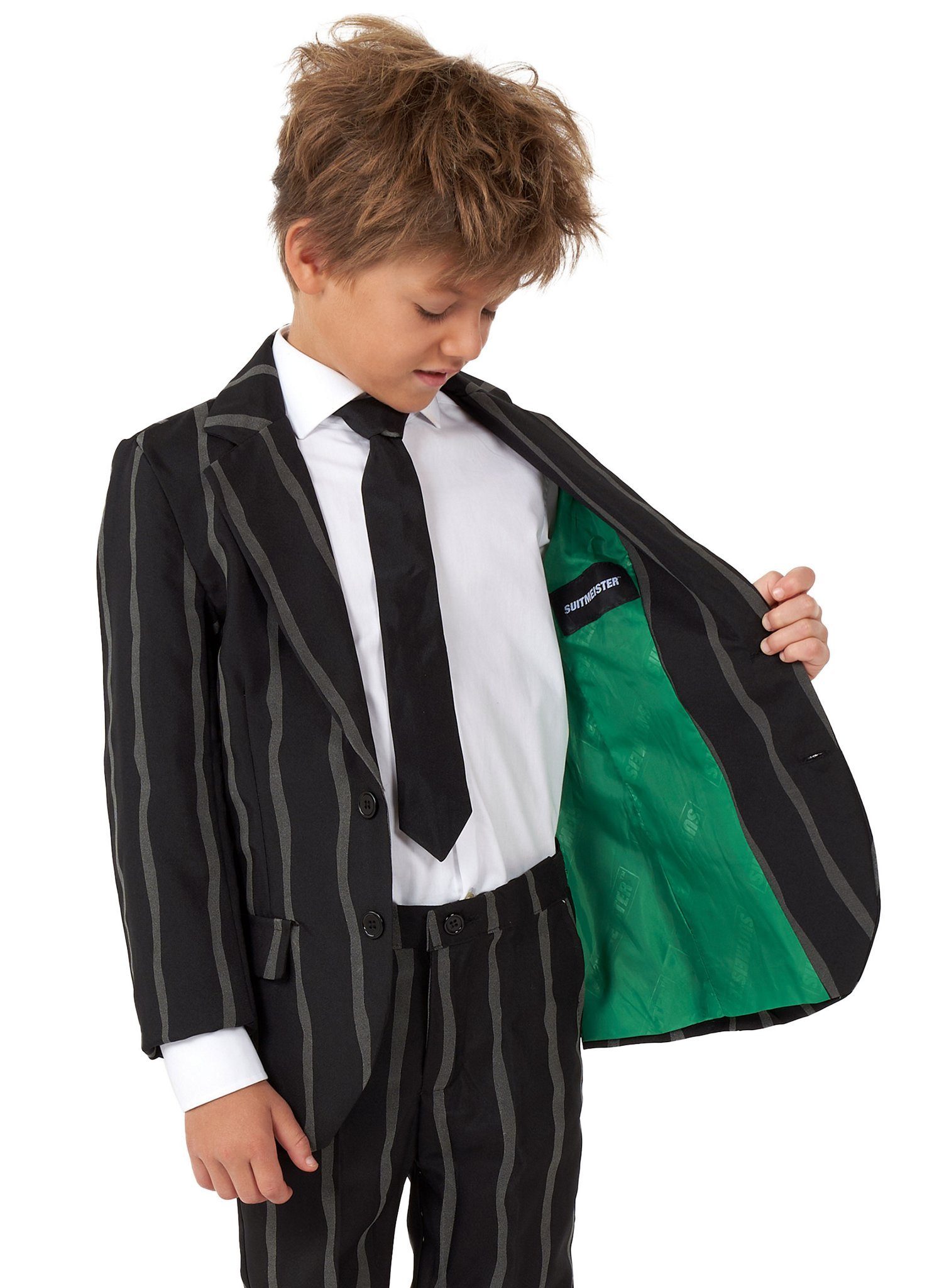 SuitMeister Party Suit SuitMeister Boys Glow in the Dark Striped Suit, For road-safe gentlemen: elegant suit with glow-in-the-dark effect