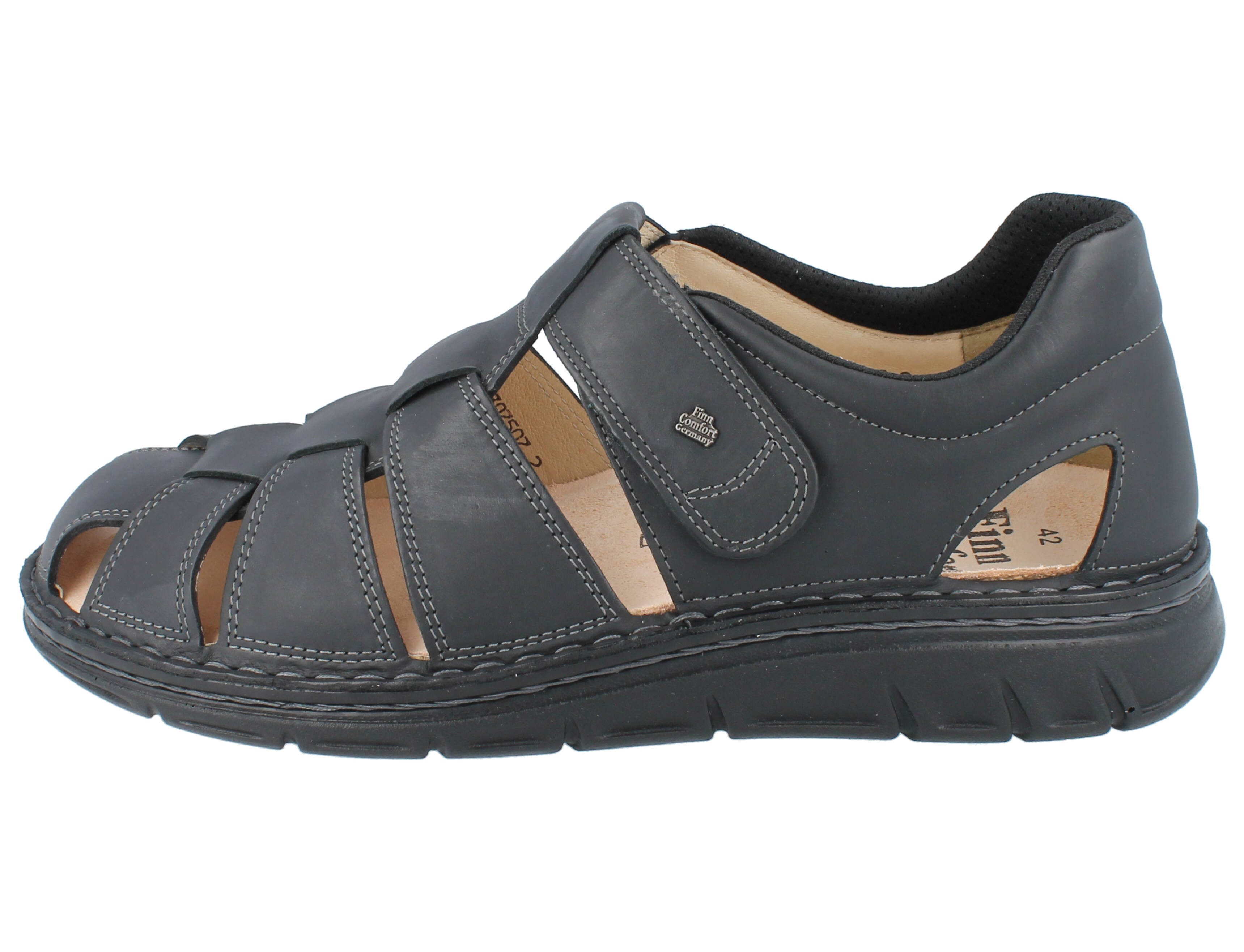 Finn Comfort FINN COMFORT Copan Soft Herren Sandale schwarz Leder - Größe: 43 Sandale Wechselfußbett