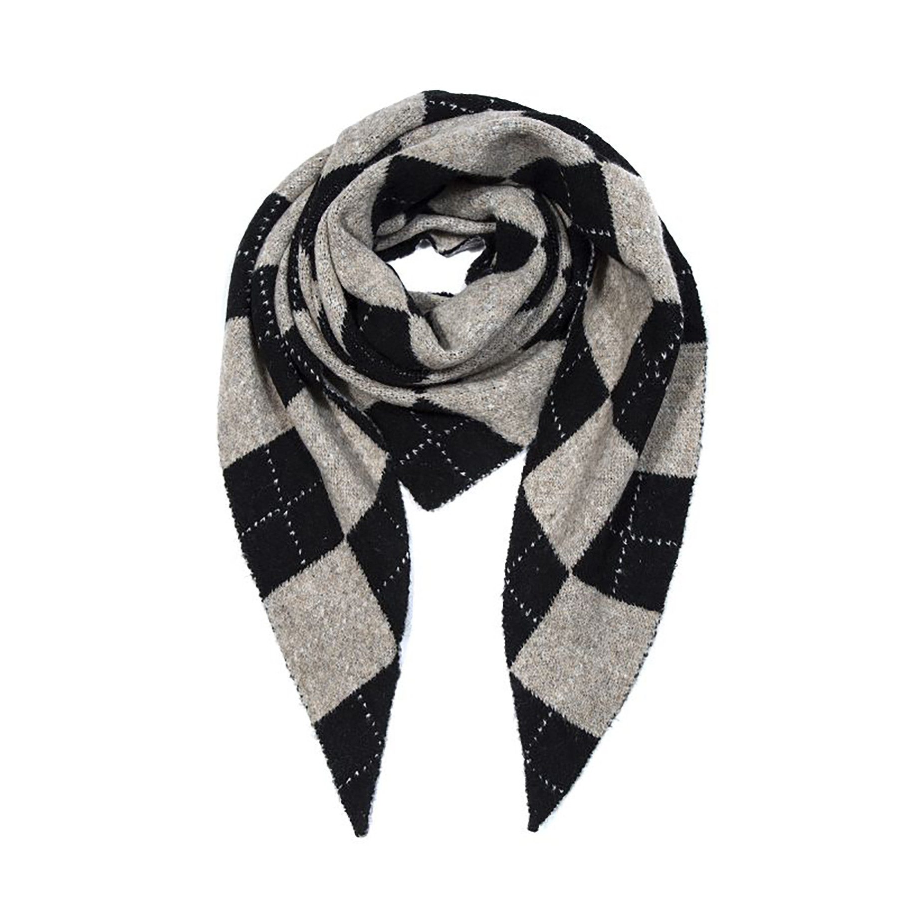 Faera Modeschal Argylemuster Rauten Kontrastlinien für Damen, (1-St), Argylemuster, Großflächige Rauten, Feine Kontrastlinien