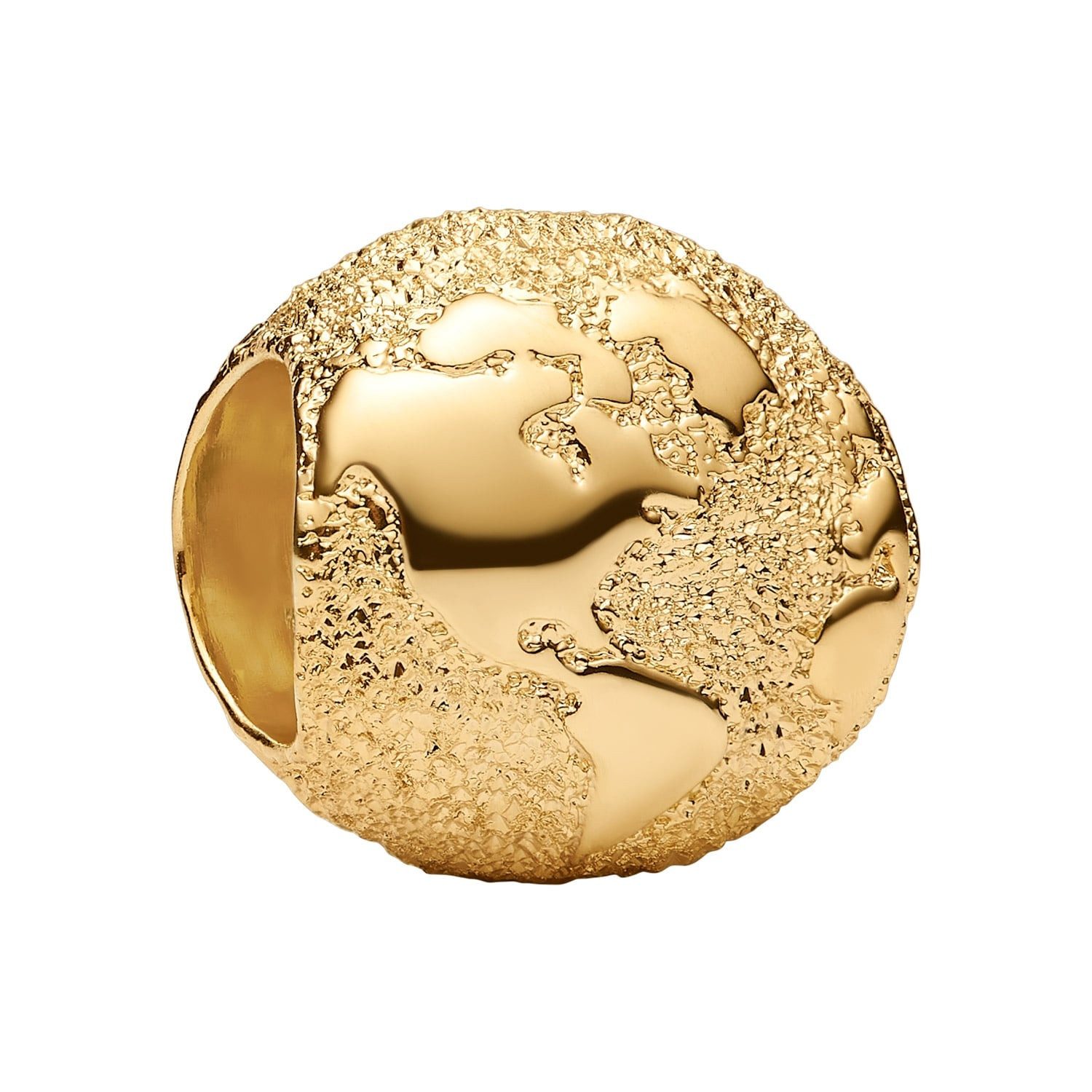 Pandora Bead Charm Strukturierter Globus Mini Goldfarben
