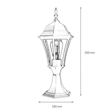 Licht-Erlebnisse Sockelleuchte WARSCHAU, ohne Leuchtmittel, Stehlampe außen 50 cm Schwarz Terrasse Garten Glas Aluminium IP44 E27