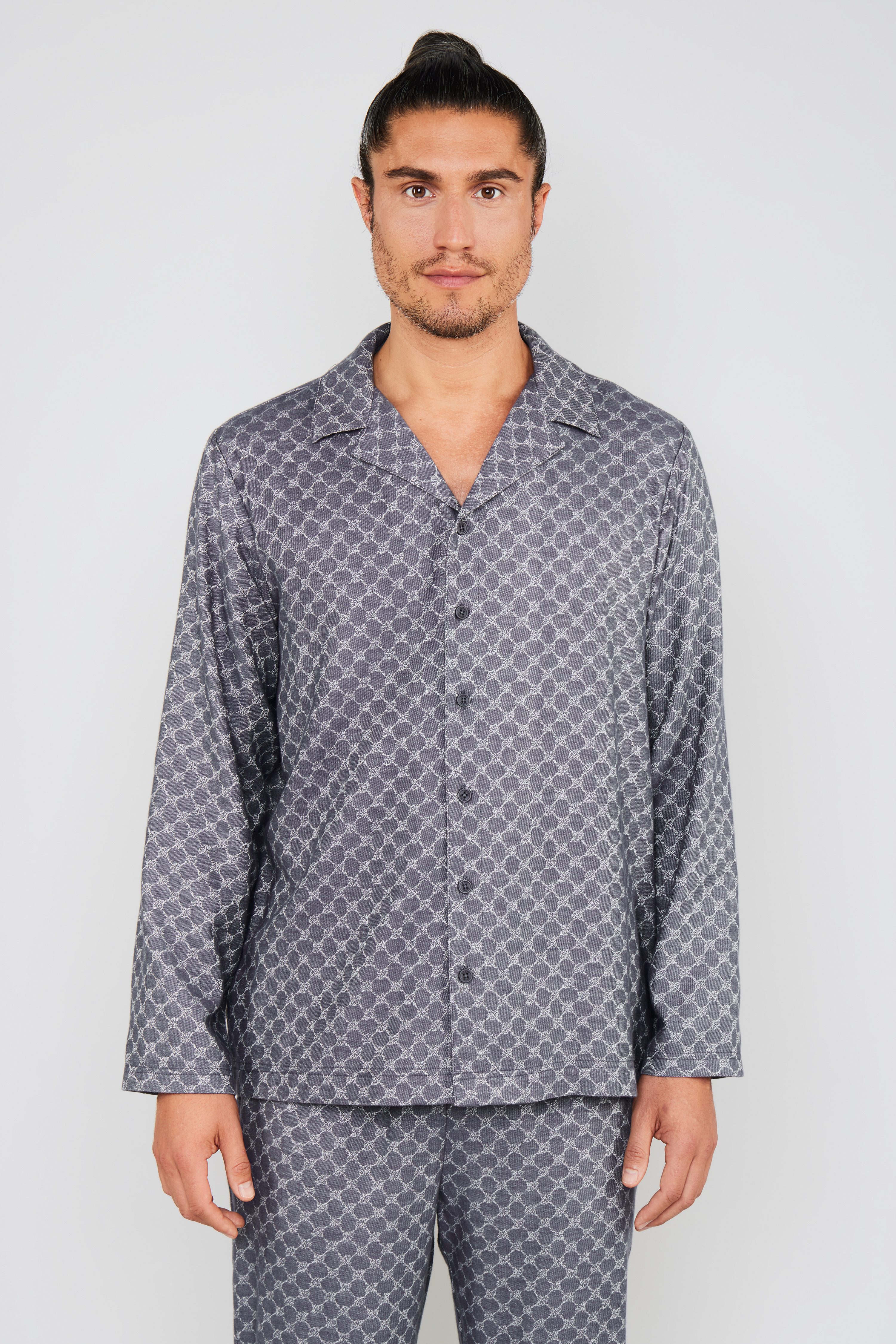 JOOP! Pyjamaoberteil Relax mit langen Ärmeln, Cornflower-Design, Kragen günstig online kaufen