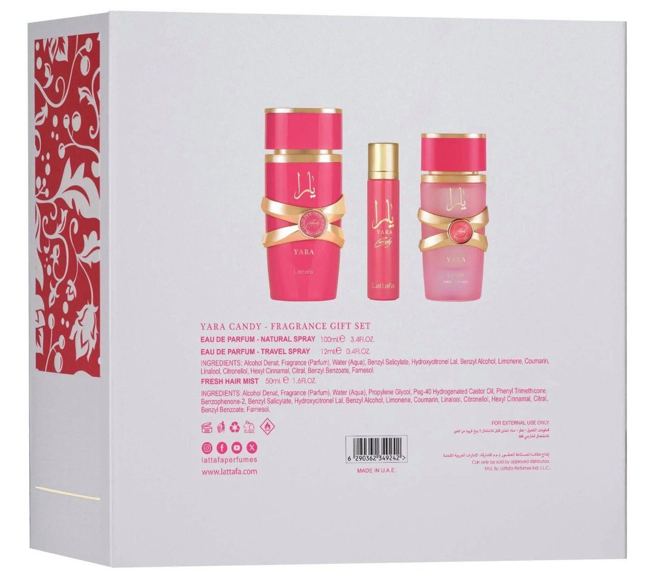 Lattafa Eau de Parfum Yara Candy Gift Set, Khamrah Geschenk, New Launch, 3-tlg., Alltagstauglich, Made in U.A.E