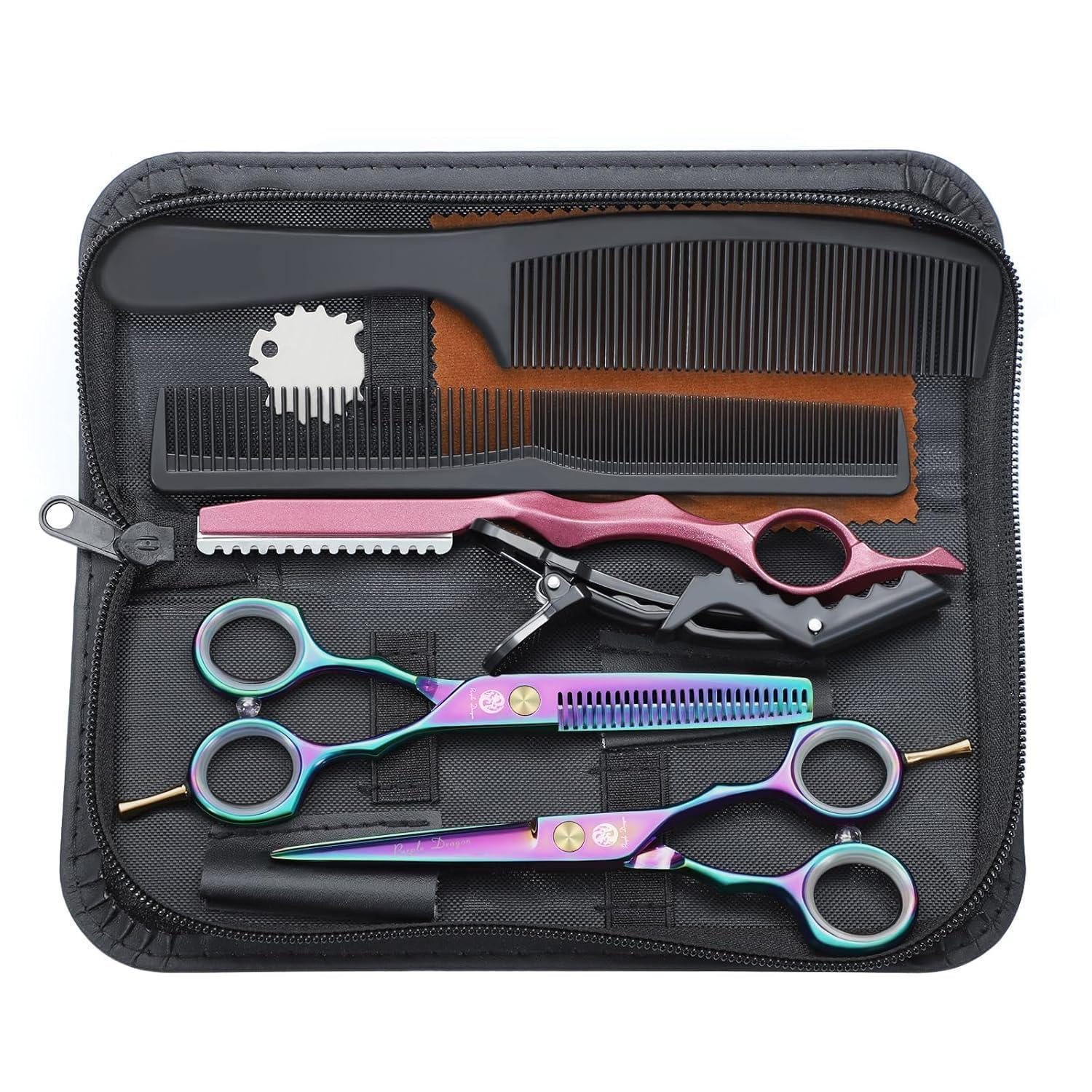 LuxusKollektion Scheren-Set Haarschere Effilierschere Set 14cm bunt