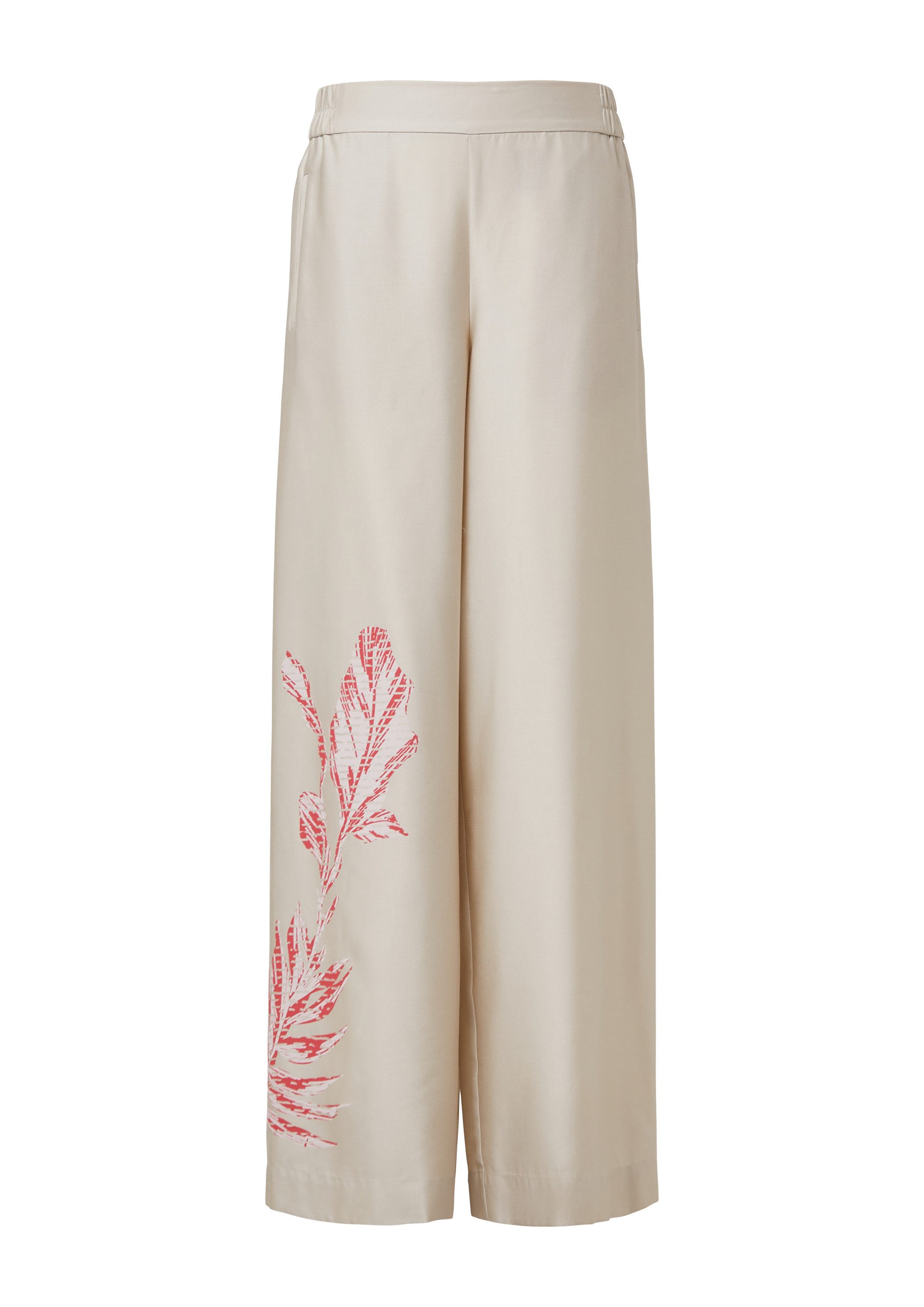 comma Chinos Hose Wide-Leg-Hose aus Leinenmix mit Printdetail günstig online kaufen