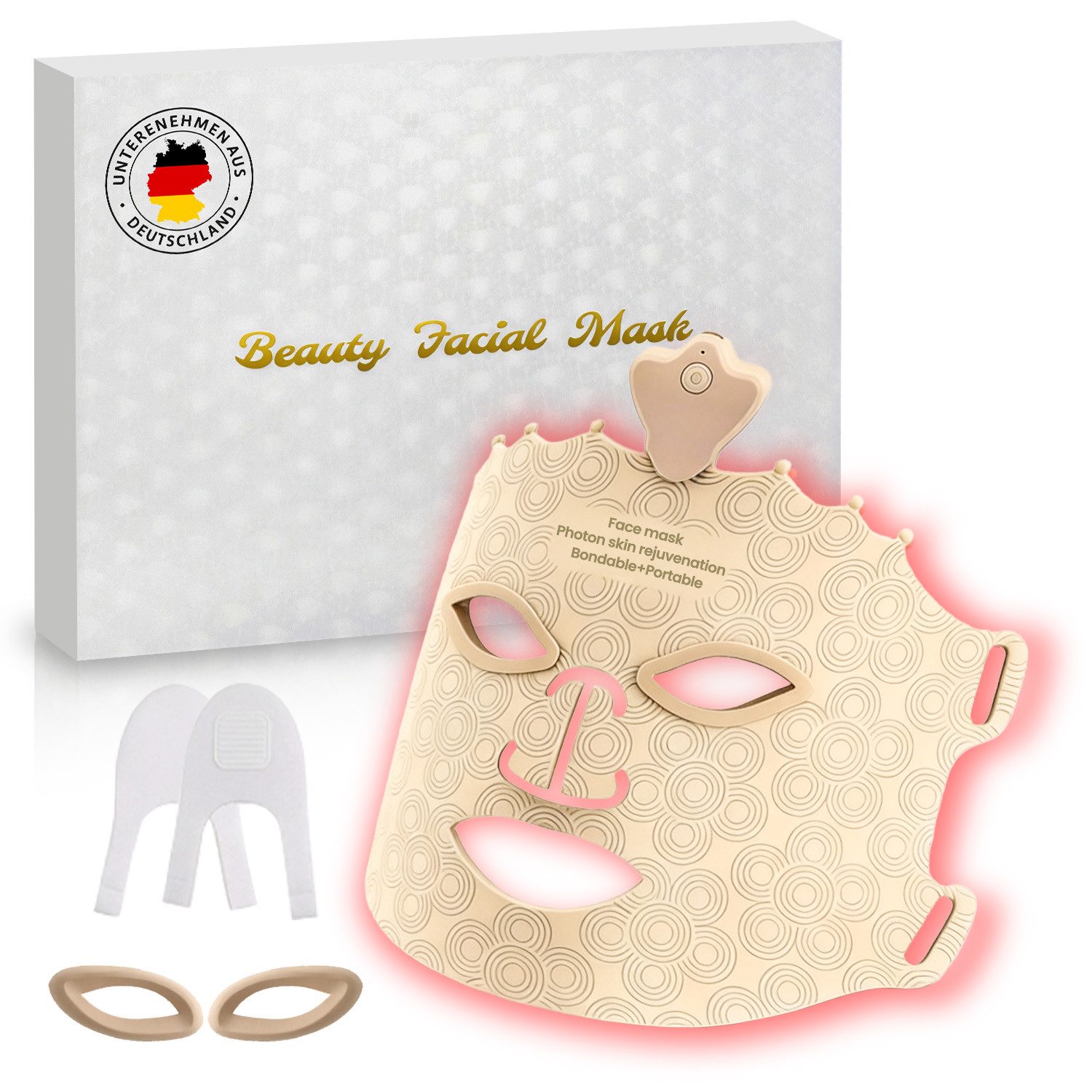 SWGOTA LED-Gesichtsmaske Kabellose 7 Farbe Led Gesichtsmaske mit Rotlicht für Zuhause & Reise, Led Maske Lichttherapie mit 240 LEDS gegen Akne/Falten/Hautverjüngung