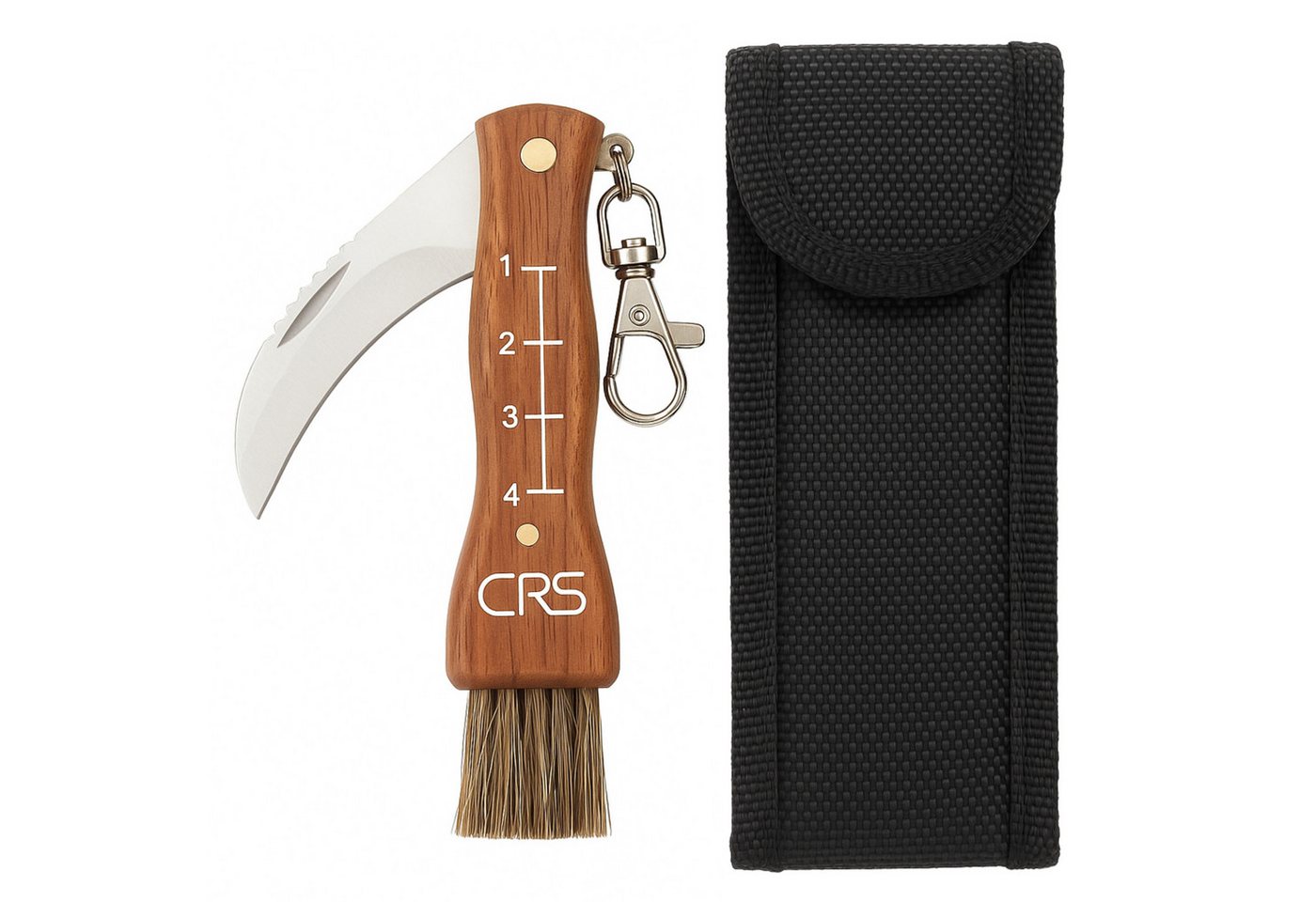 Khroom Taschenmesser Pilzmesser mit Bürste zum aufklappen, Schwammerlmesser Klappmesser, (Mit / Ohne Tasche, zum aufklappen), polizeigeprüft