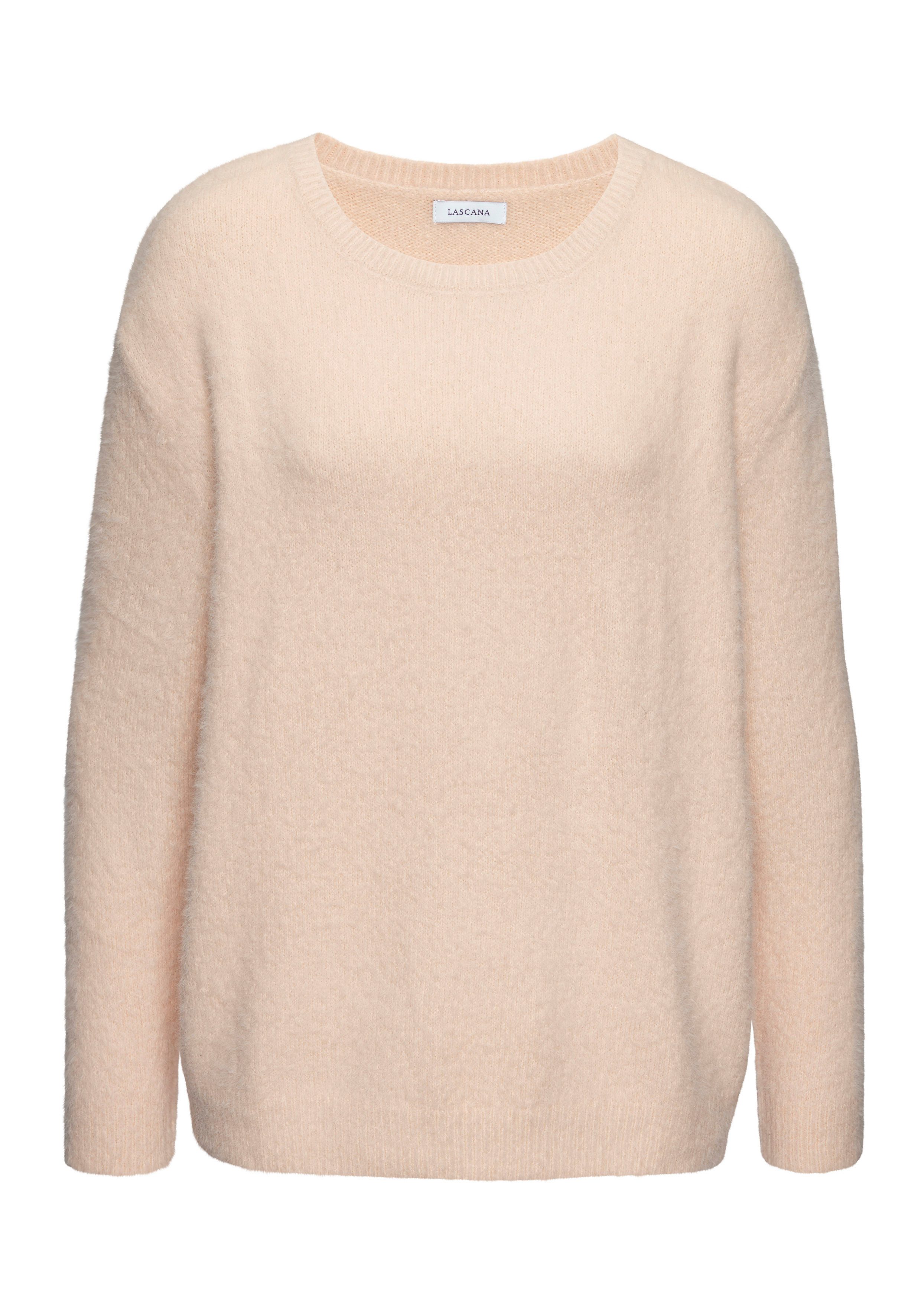 LASCANA Rundhalspullover mit Flausch-Effekt, lockerer Damenpullover, Basic. € 49,99