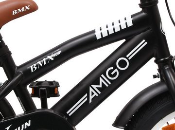 AMIGO Kinderfahrrad BMX 12 Zoll Jungen Fahrrad Rücktrittbremse • Blau / Mattschwarz