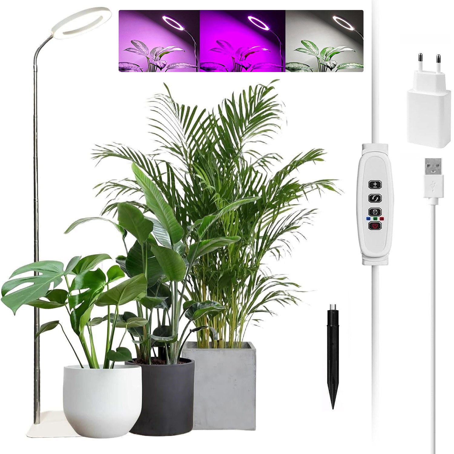 Rosnek Pflanzenlampe LED Vollspektrum mit 3 Lichtmodi, höhenverstellbar, Ti günstig online kaufen