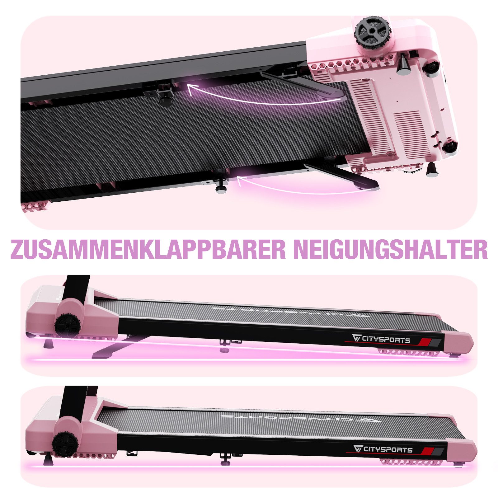 CITYSPORTS Laufband WP9 (Mit Toolkit, Schmiermittel), Klappbares Laufband bis 12 km/h mit APP walking jogging pad