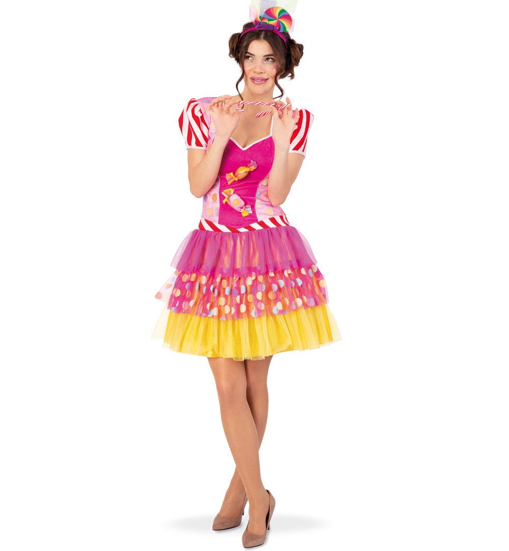 Fries Lebensmittel-Kostüm Damen Candy Bonbon Kleid Karneval Fasching Hochwertiges Kleid, Hohe Qualität