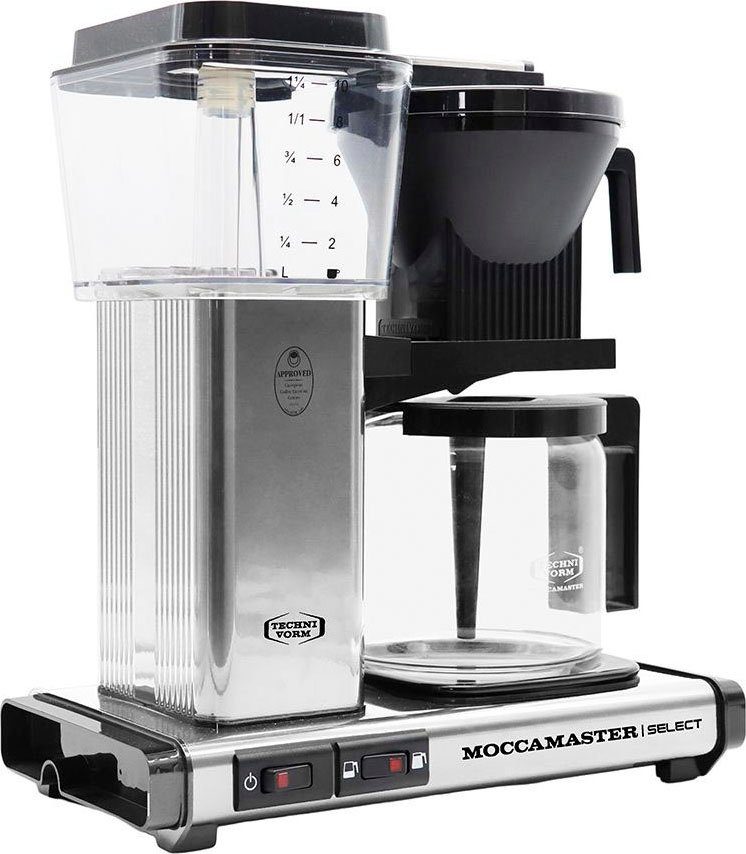Moccamaster 1x4 polished Select 1,25l Kaffeekanne, silver, Filterkaffeemaschine Papierfilter KBG